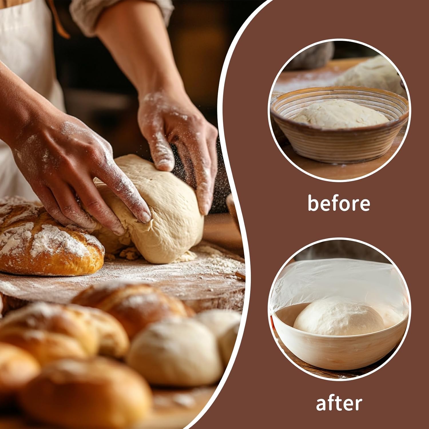 Reusable Bowl Covers for Bread Proofing 2pcs Eva Plastic Bowl Cover Stretch Elastic Food Storage Wrap Shower Caps Sourdough Rising Basket Dough Bread Baking Supplies Making Tools Accessories - Image 4
