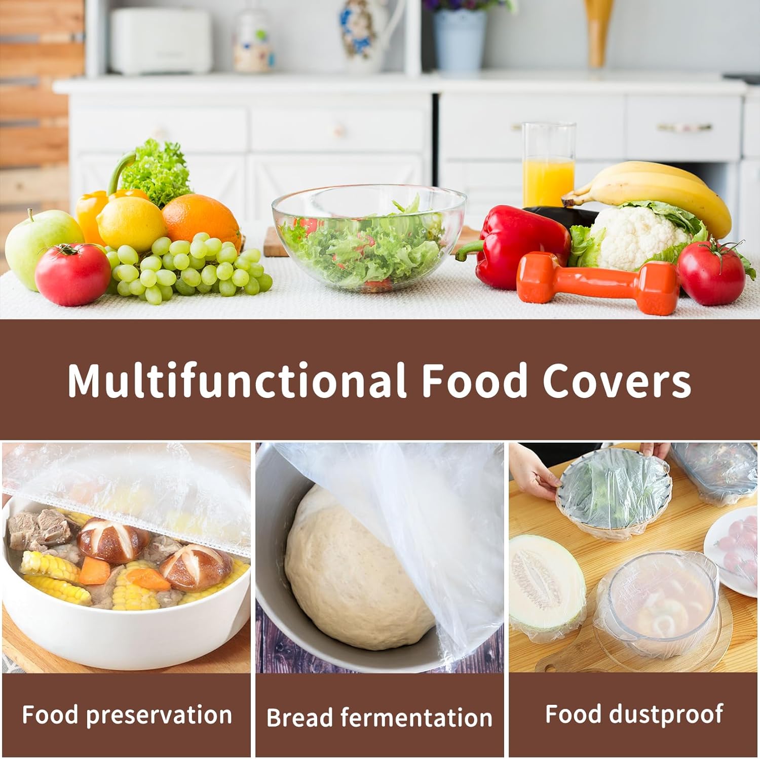 Reusable Bowl Covers for Bread Proofing 2pcs Eva Plastic Bowl Cover Stretch Elastic Food Storage Wrap Shower Caps Sourdough Rising Basket Dough Bread Baking Supplies Making Tools Accessories - Image 6
