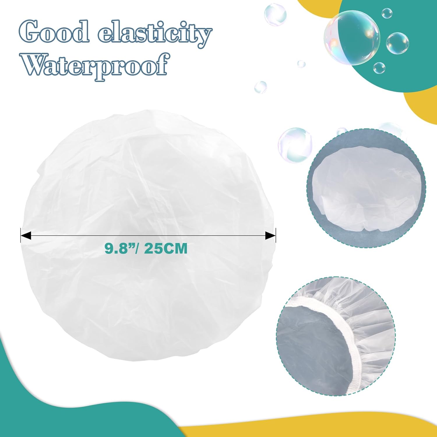 6 Shower Cap Reusable Waterproof - Unisex Plastic Shower Cap Plastic Caps Hair Treatment Deep Conditioning Hair Cap Shower Hair Care Bathing Cap Travel Essentials Washable Hair Cover Women Men - Image 2
