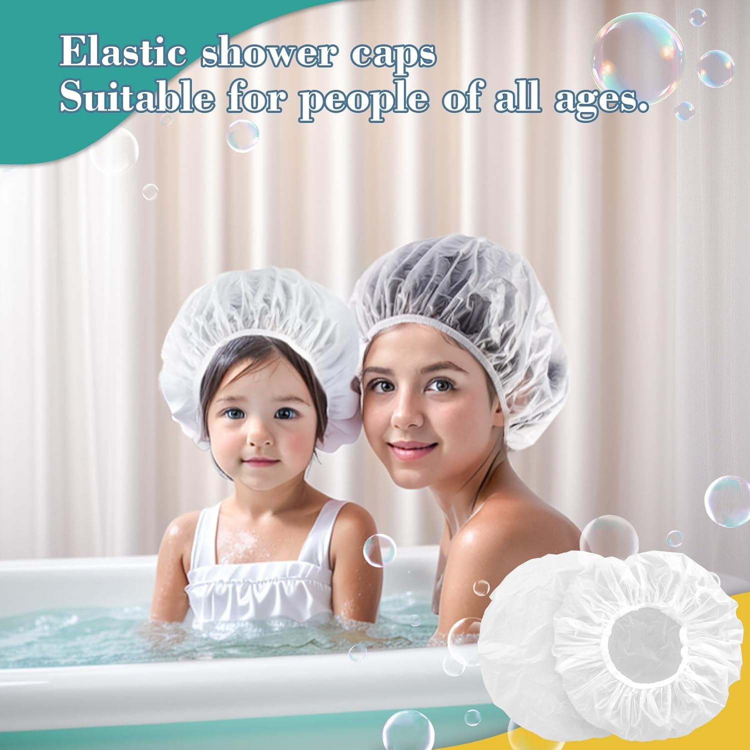 6 Shower Cap Reusable Waterproof - Unisex Plastic Shower Cap Plastic Caps Hair Treatment Deep Conditioning Hair Cap Shower Hair Care Bathing Cap Travel Essentials Washable Hair Cover Women Men - Image 3