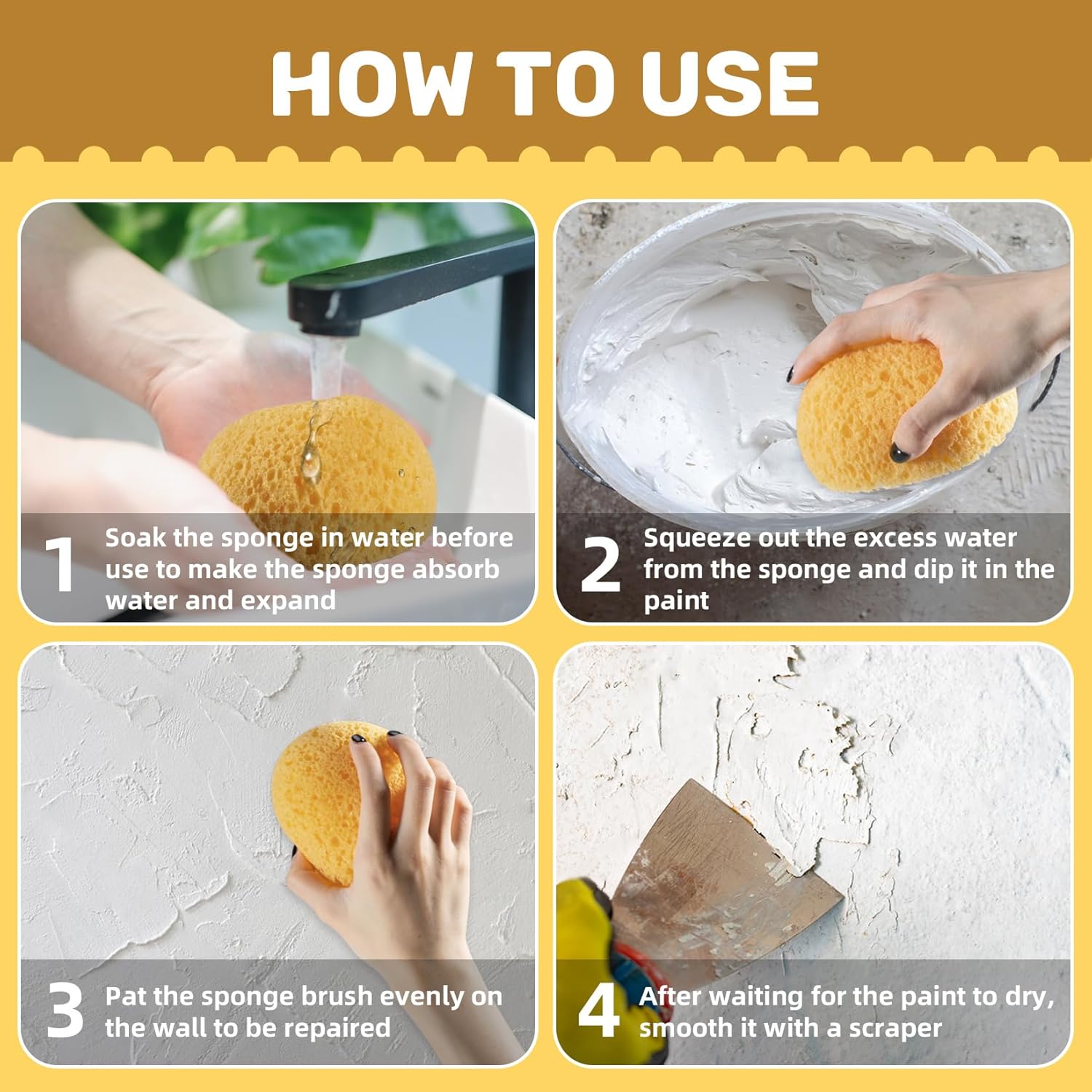 2PCS Knockdown Texture Sponge - Drywall Repair Texture Spray Drywall Texture Patch Sponge for Painting Ceiling Wall Knock Down Texture Tool Paint Sponge - Image 4