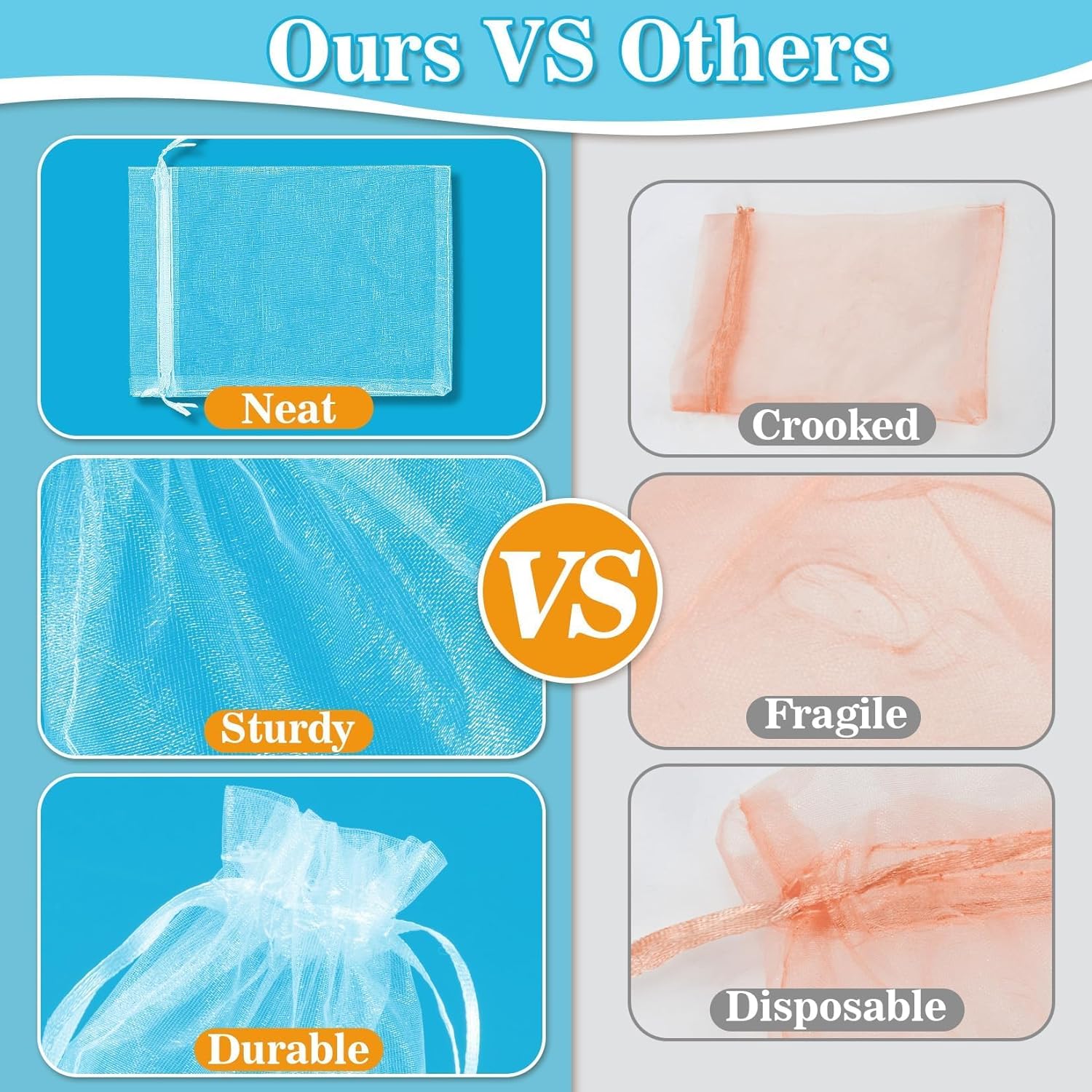 50 White Organza Bags 3''x4'' - Small Organza Sachet Jewelry Gift Favor Bags Drawstring Mesh Valentines Wedding Eid Mubarak Halloween Eve Christmas New Year Party Candy Fruit Wrap Bulk - Image 3