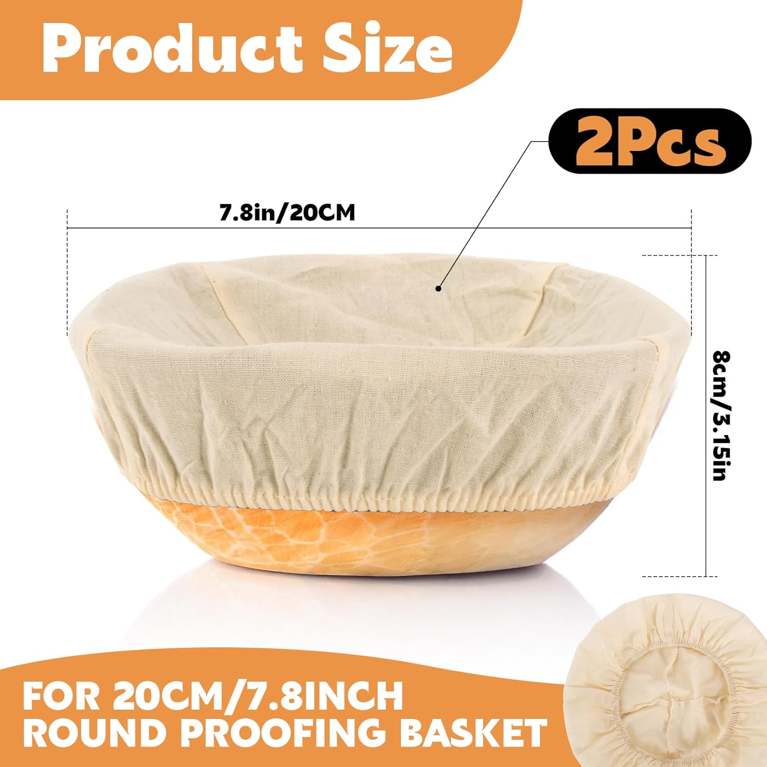 2pcs Banneton Liner Reusable - Banneton Bread Proofing Basket Liner Elastic Cloth Bowl Covers for Bread Rising Sour Dough Proofing Covers Sourdough Making Accessories Baking Supplies - Image 2