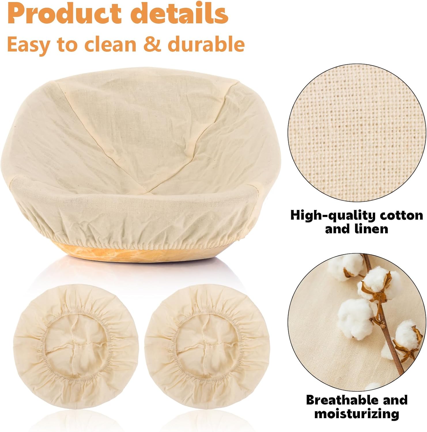 2pcs Banneton Liner Reusable - Banneton Bread Proofing Basket Liner Elastic Cloth Bowl Covers for Bread Rising Sour Dough Proofing Covers Sourdough Making Accessories Baking Supplies - Image 3