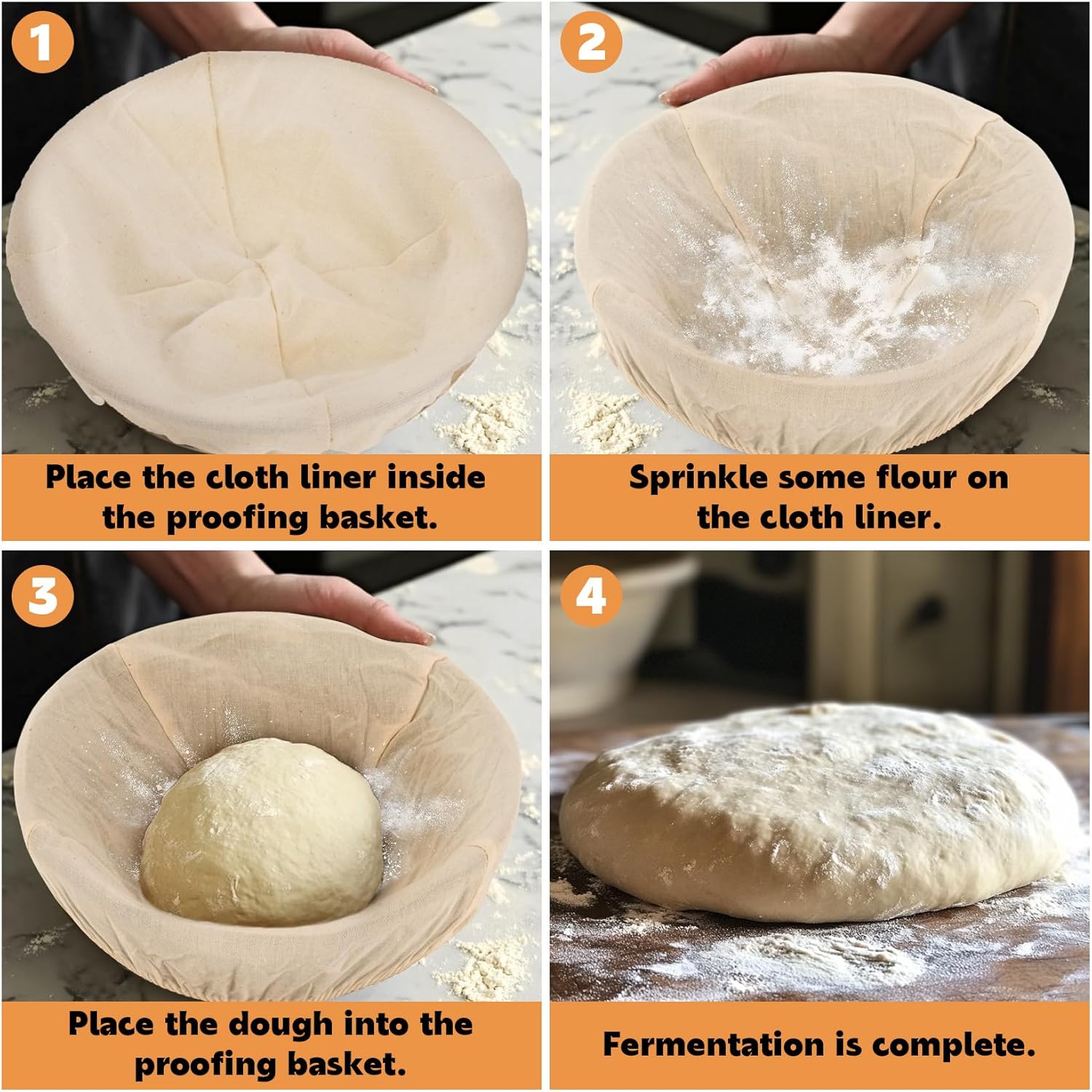 2pcs Banneton Liner Reusable - Banneton Bread Proofing Basket Liner Elastic Cloth Bowl Covers for Bread Rising Sour Dough Proofing Covers Sourdough Making Accessories Baking Supplies - Image 5
