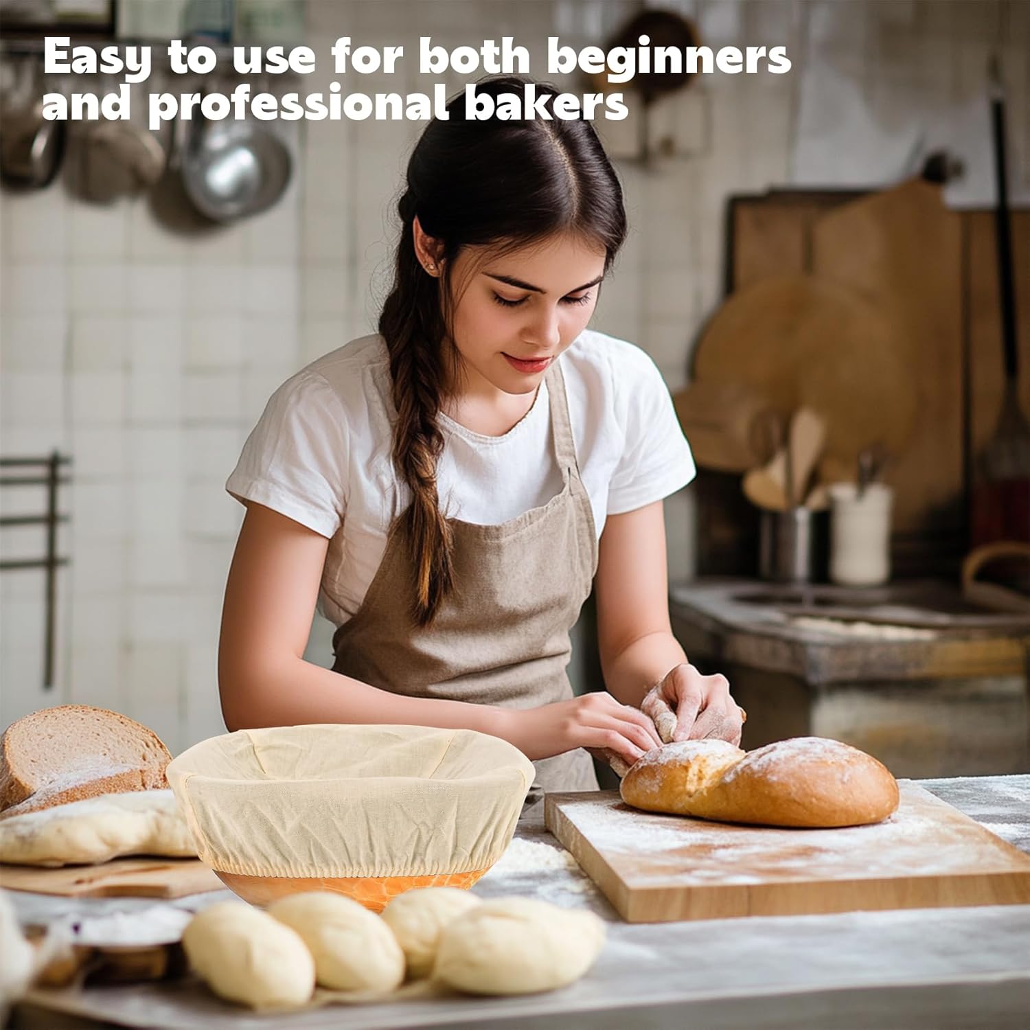 2pcs Banneton Liner Reusable - Banneton Bread Proofing Basket Liner Elastic Cloth Bowl Covers for Bread Rising Sour Dough Proofing Covers Sourdough Making Accessories Baking Supplies - Image 6