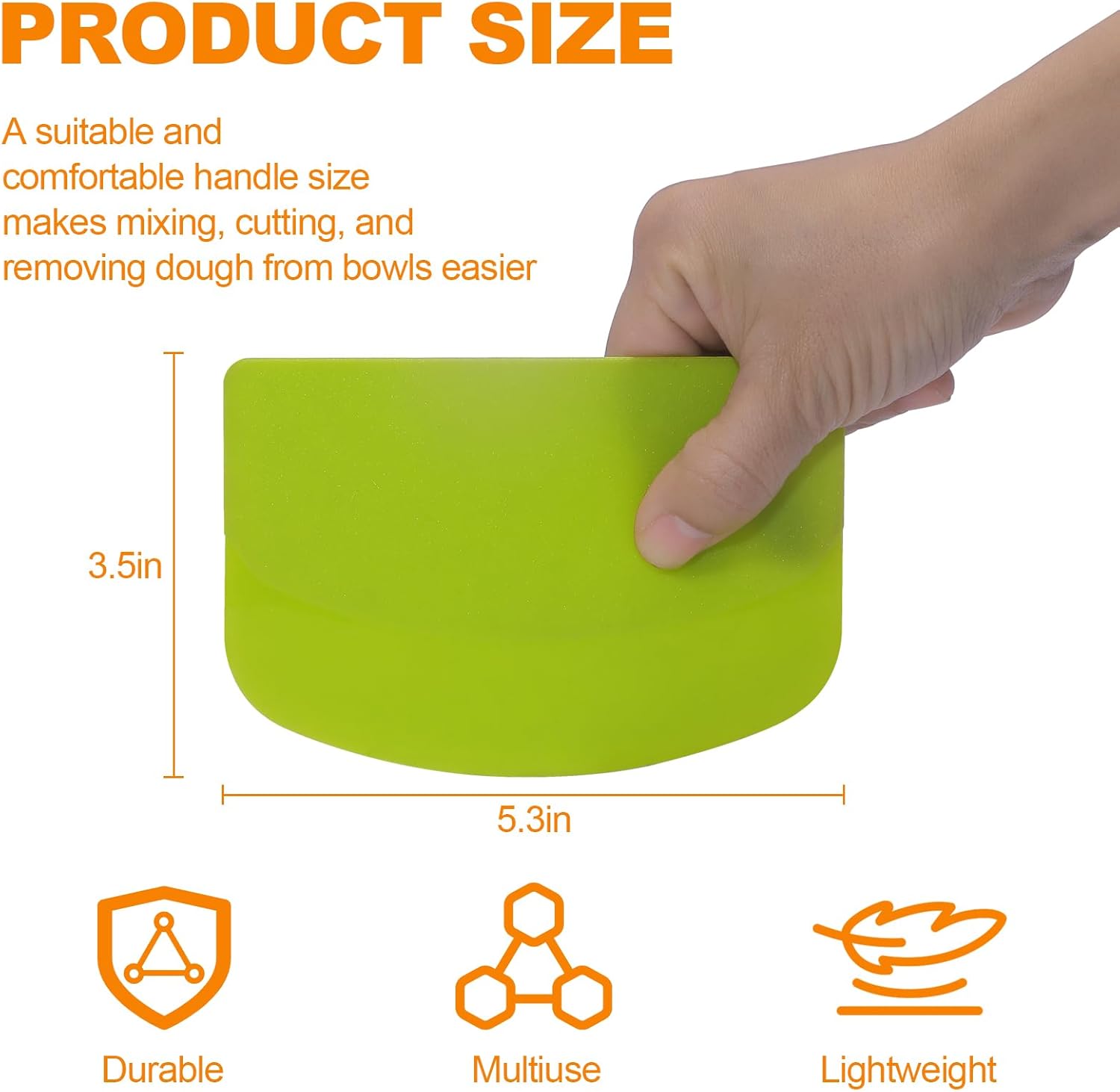 3 Pieces Food Dough Scraper, Plastic Multi - Purpose Kitchen Pastry Cutting Tool, Flexible Bowl Scraper with Curved Edge, Cake Baking Bench Scraper - Image 2