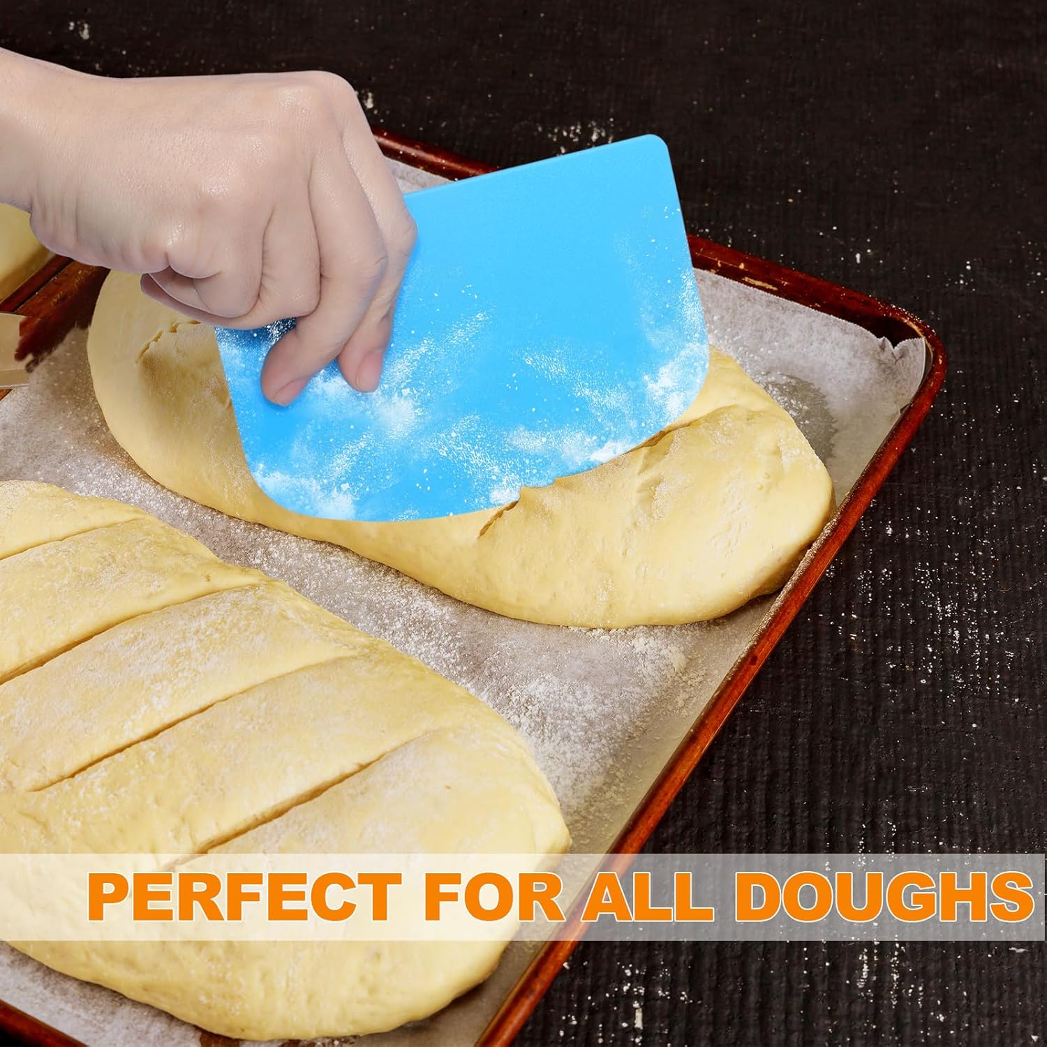 3 Pieces Food Dough Scraper, Plastic Multi - Purpose Kitchen Pastry Cutting Tool, Flexible Bowl Scraper with Curved Edge, Cake Baking Bench Scraper - Image 4