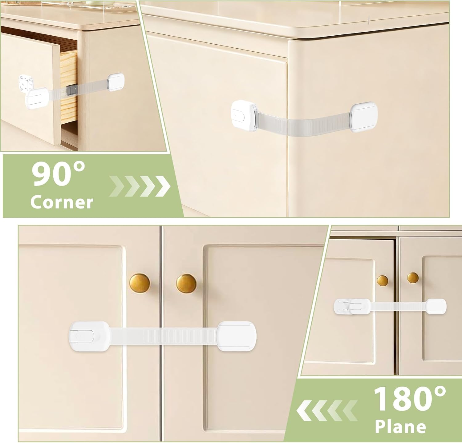 8-pack Child Safety Cabinet Locks, Child-proof Cabinet Locks with 3M Adhesive, No Drilling Required, Multipurpose Baby-proof Cabinet Locks For Drawers, Fridge, Cabinets, Toilet Seat and More - Image 6