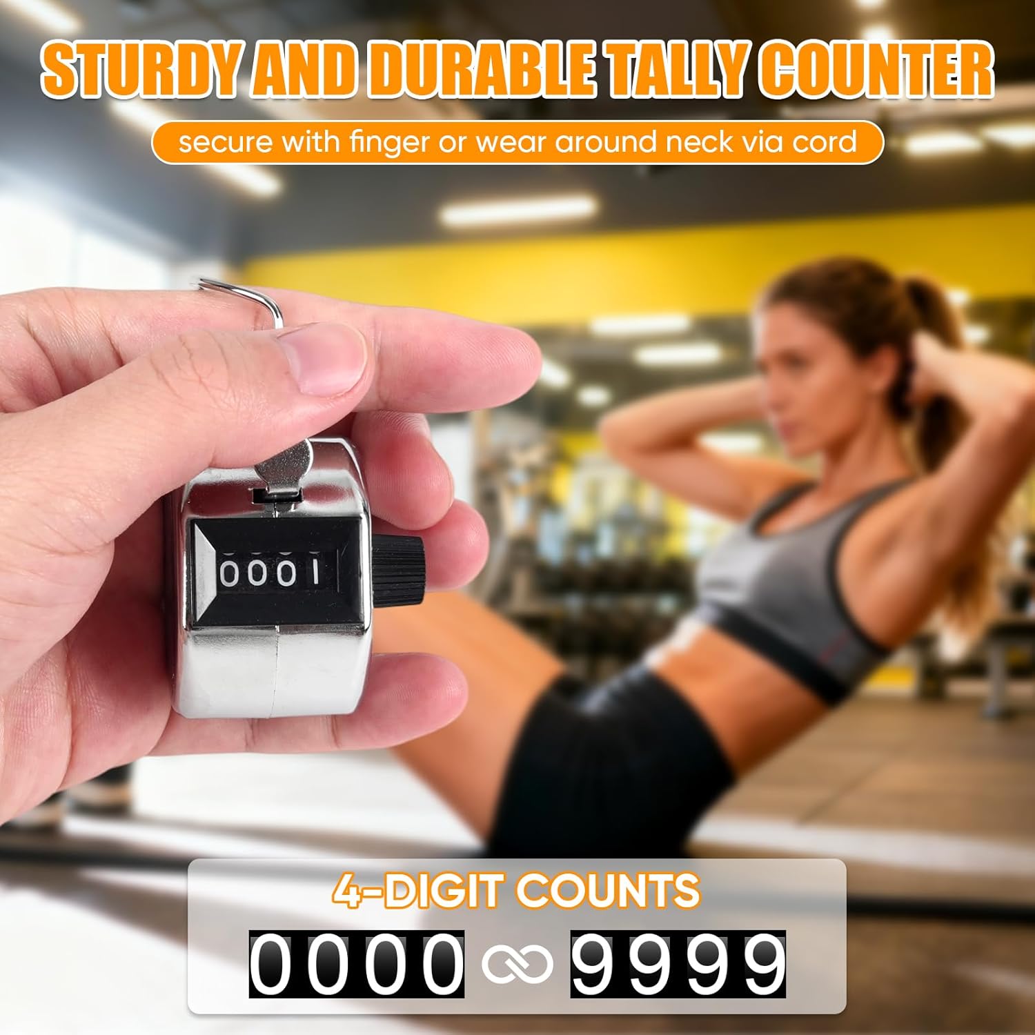 l Handheld Tally Counter, Clicker Counter with 4 Digit Display, Hand Mechanical Counter for Counting, Golf, Baseball, Knitting, Coaching, Fishing and Laps - Image 2