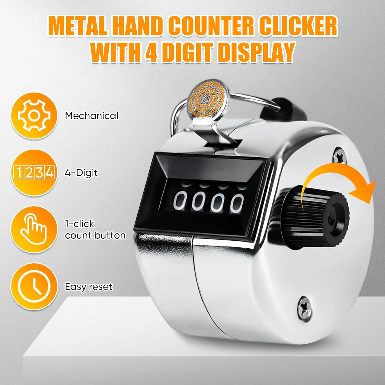 l Handheld Tally Counter, Clicker Counter with 4 Digit Display, Hand Mechanical Counter for Counting, Golf, Baseball, Knitting, Coaching, Fishing and Laps - Image 3
