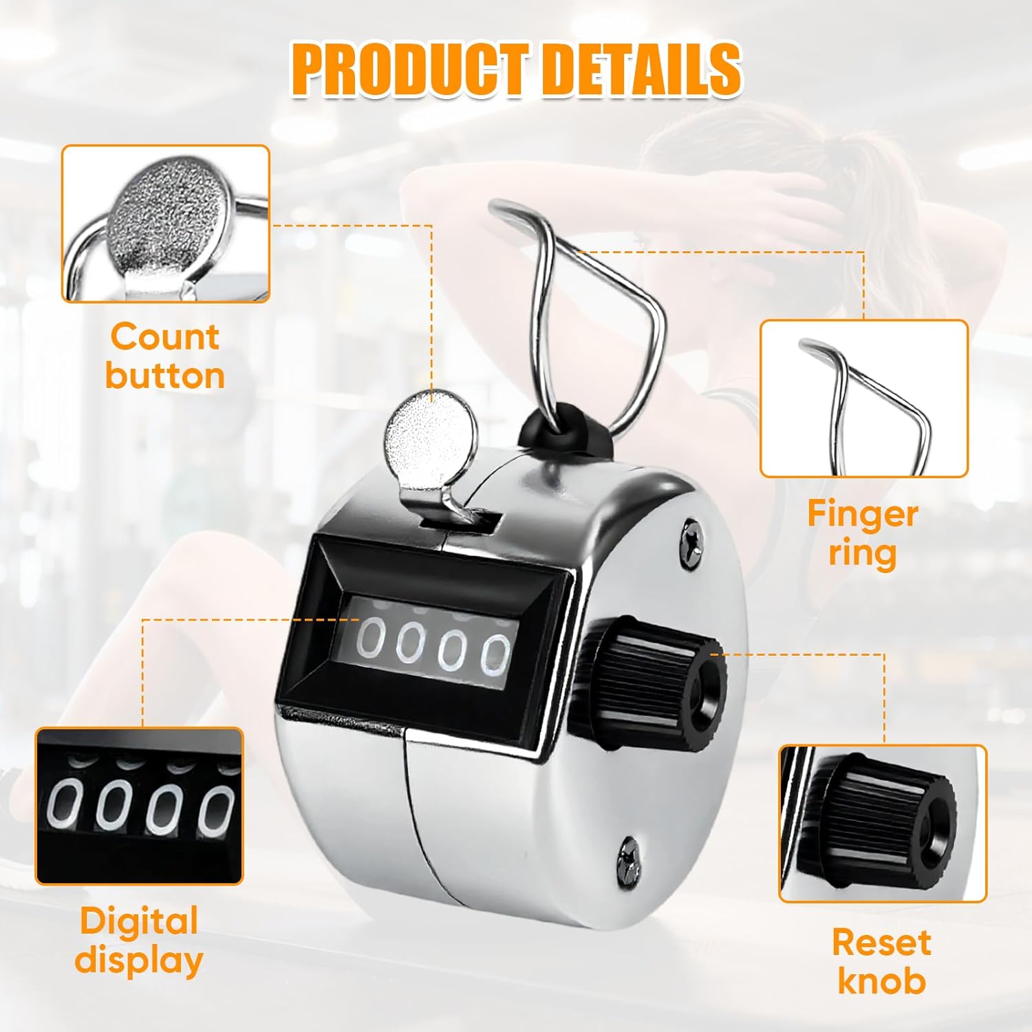 l Handheld Tally Counter, Clicker Counter with 4 Digit Display, Hand Mechanical Counter for Counting, Golf, Baseball, Knitting, Coaching, Fishing and Laps - Image 4