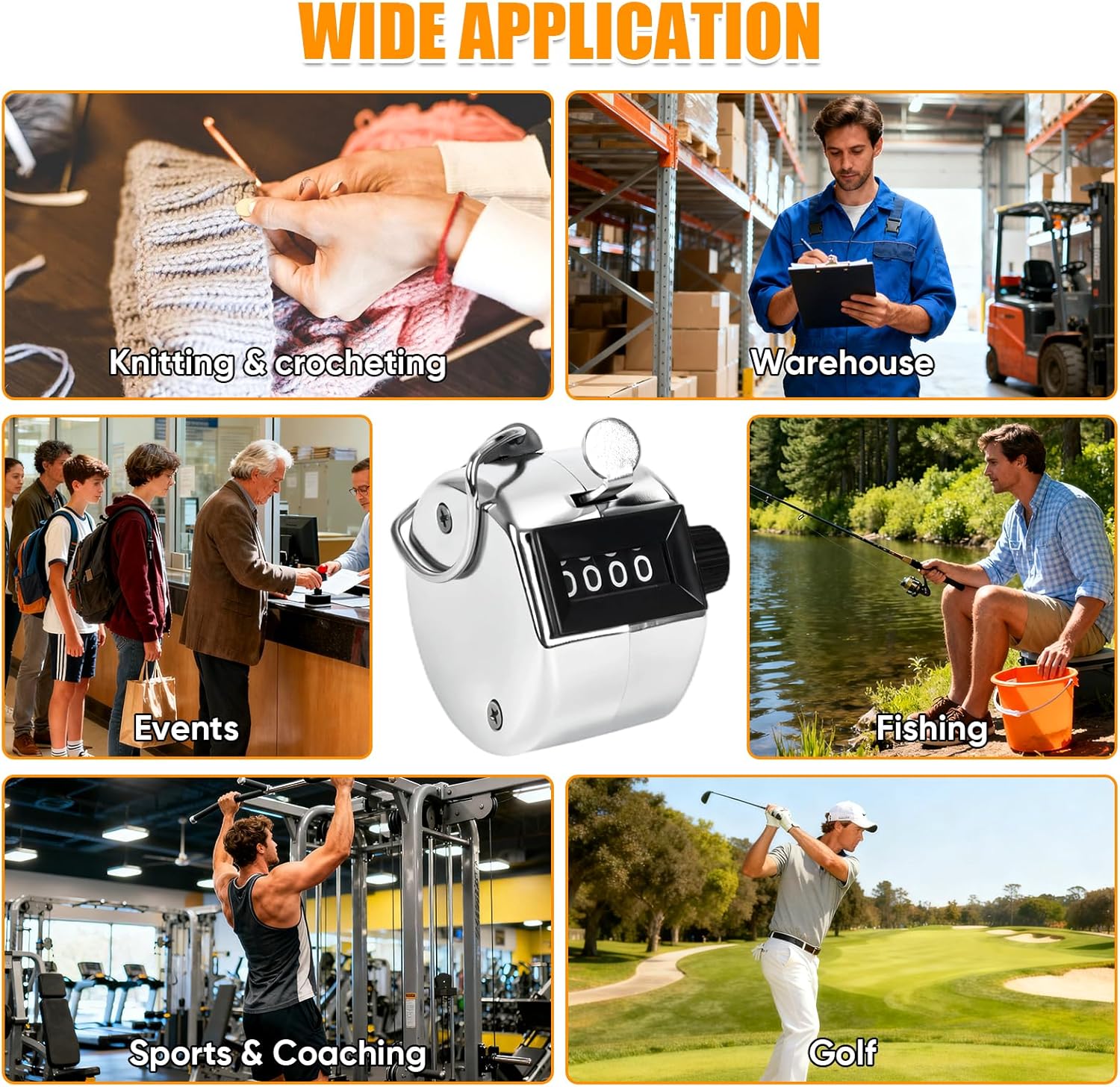 l Handheld Tally Counter, Clicker Counter with 4 Digit Display, Hand Mechanical Counter for Counting, Golf, Baseball, Knitting, Coaching, Fishing and Laps - Image 7