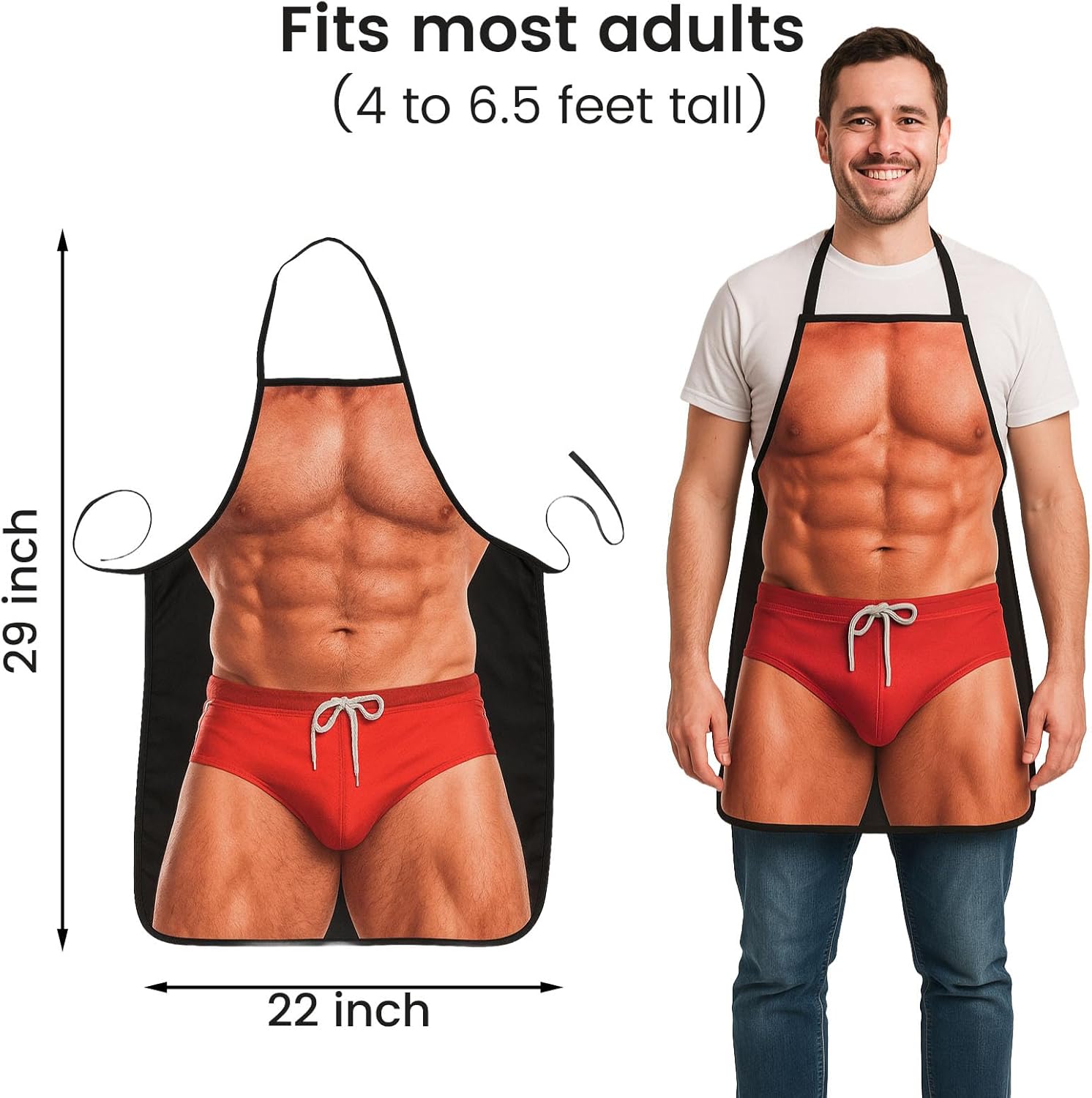 Funny Aprons for Men, Gag Grilling Apron for Men Women Kitchen Cooking Outdoor Party Barbecue - Image 2