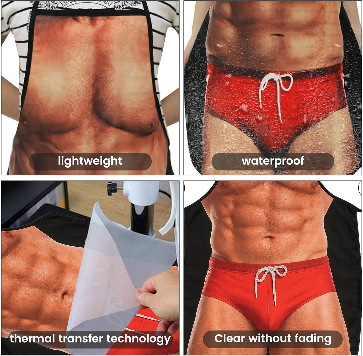 Funny Aprons for Men, Gag Grilling Apron for Men Women Kitchen Cooking Outdoor Party Barbecue - Image 3