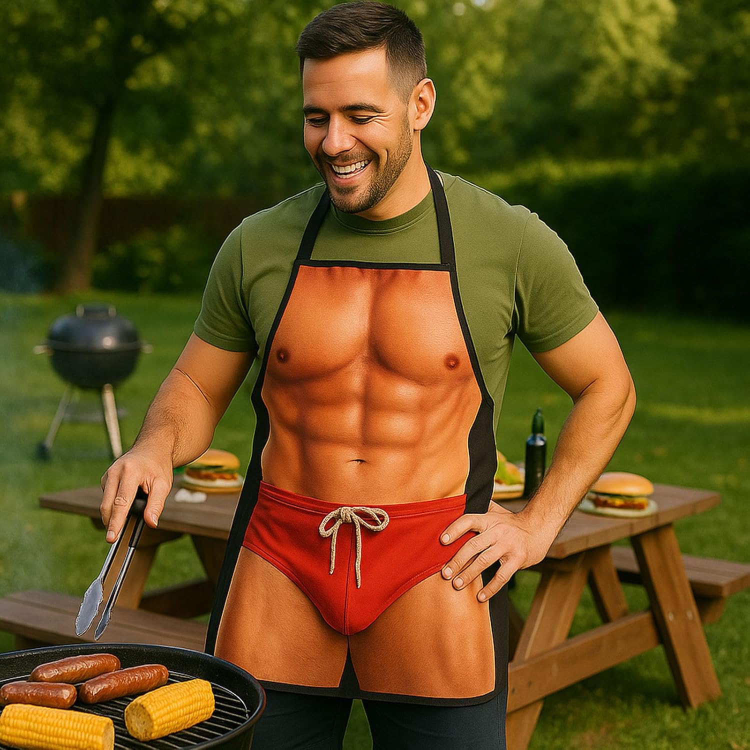Funny Aprons for Men, Gag Grilling Apron for Men Women Kitchen Cooking Outdoor Party Barbecue - Image 4