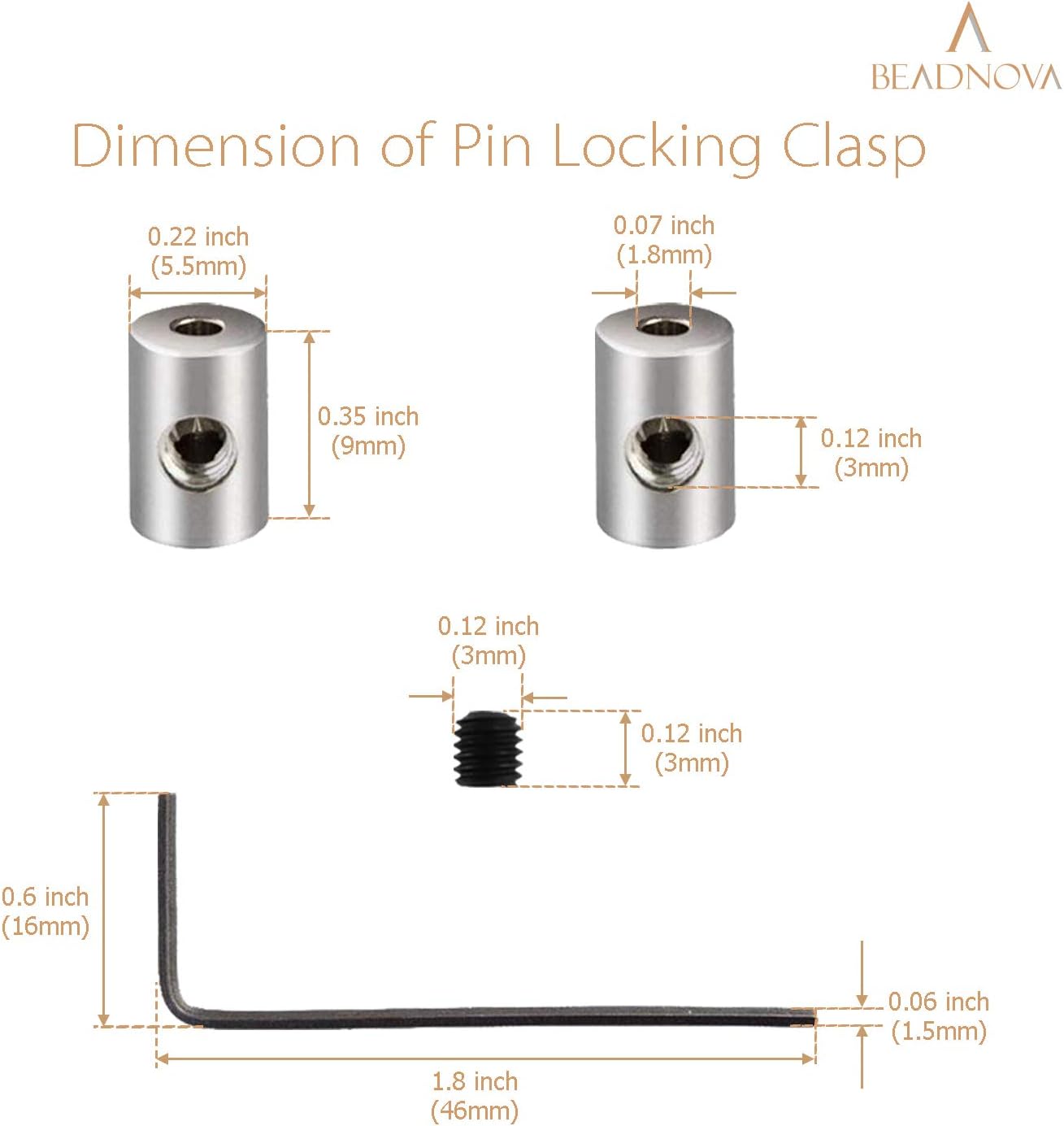 Pin Locking Backs Pin Locks Backs Locking Pinbacking Pinback Clasp for Insignia Name Tag Landyards Badge (10pcs, Allen Wrench Included) - Image 3