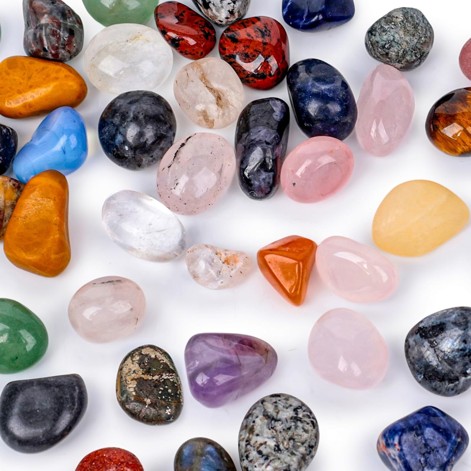 0.5LB Tumbled Stones Assorted, 0.4-0.8inch Natural Rocks Tumbled Gemstones Tumbled Chips Crystals for Healing Reiki Meditation Home Decoration Vases - Image 1