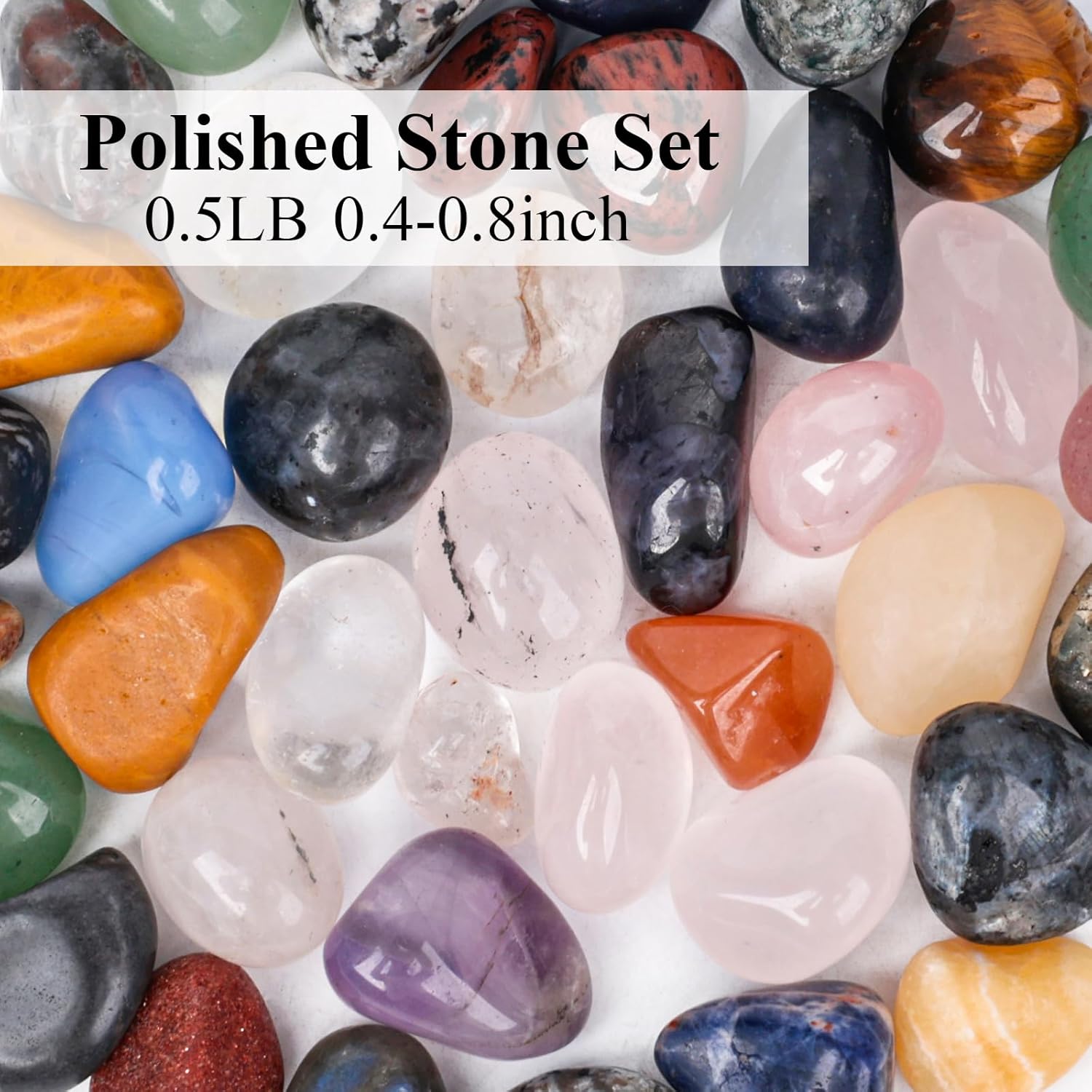 0.5LB Tumbled Stones Assorted, 0.4-0.8inch Natural Rocks Tumbled Gemstones Tumbled Chips Crystals for Healing Reiki Meditation Home Decoration Vases - Image 2