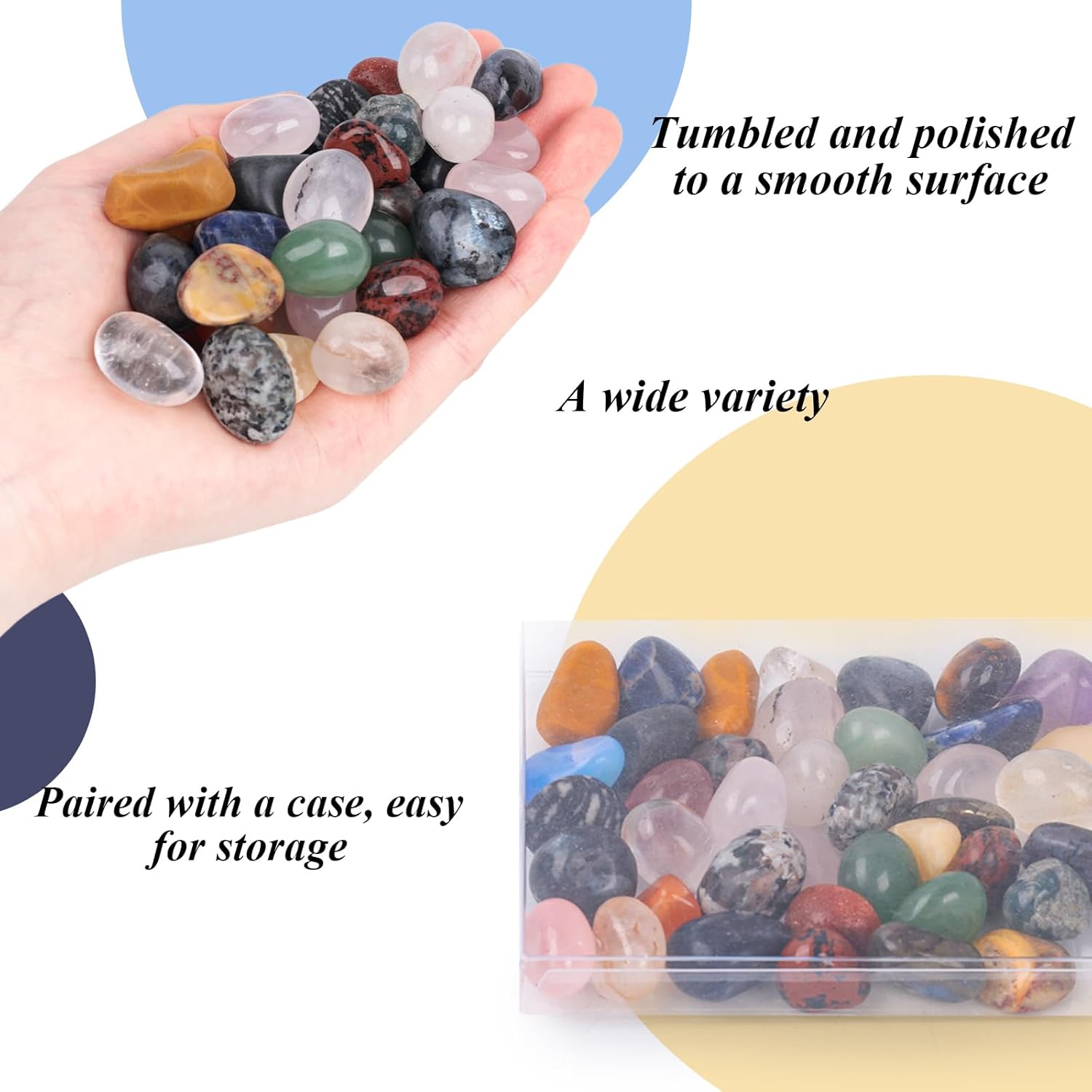 0.5LB Tumbled Stones Assorted, 0.4-0.8inch Natural Rocks Tumbled Gemstones Tumbled Chips Crystals for Healing Reiki Meditation Home Decoration Vases - Image 3