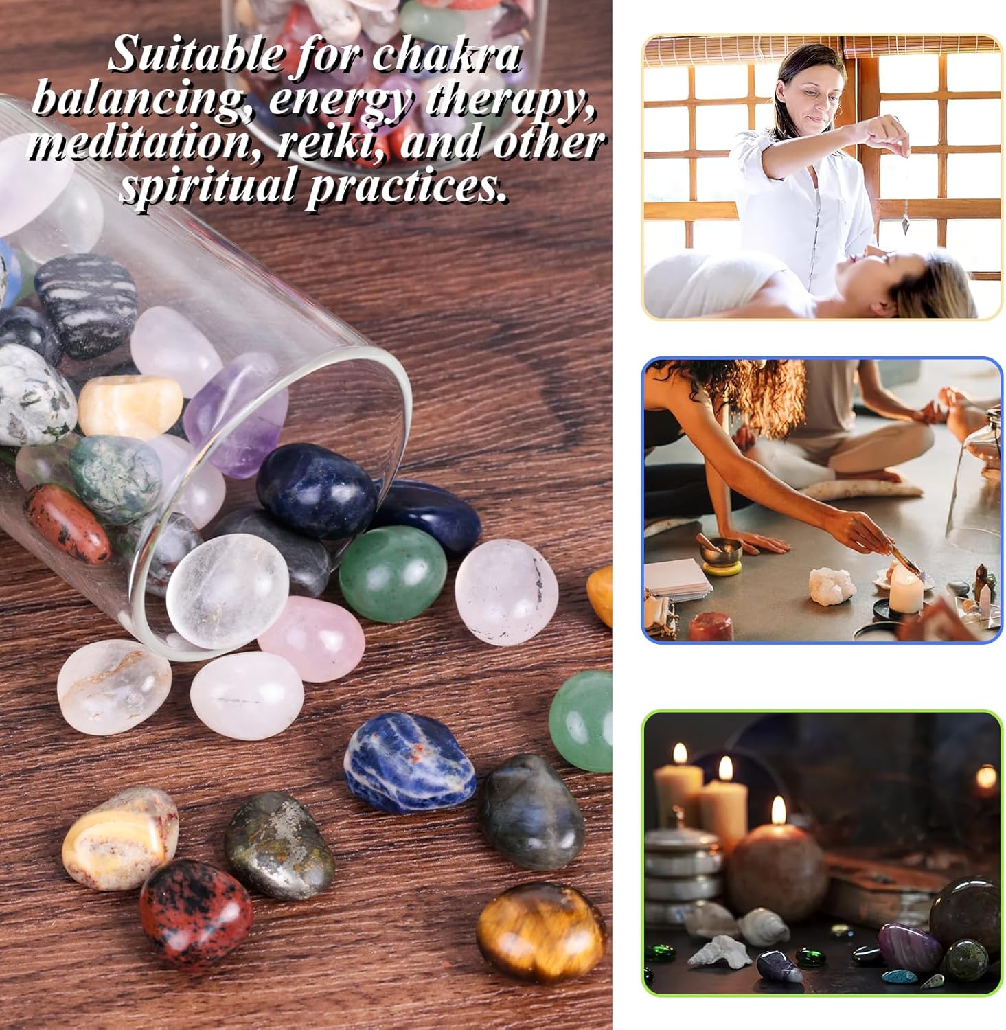 0.5LB Tumbled Stones Assorted, 0.4-0.8inch Natural Rocks Tumbled Gemstones Tumbled Chips Crystals for Healing Reiki Meditation Home Decoration Vases - Image 4