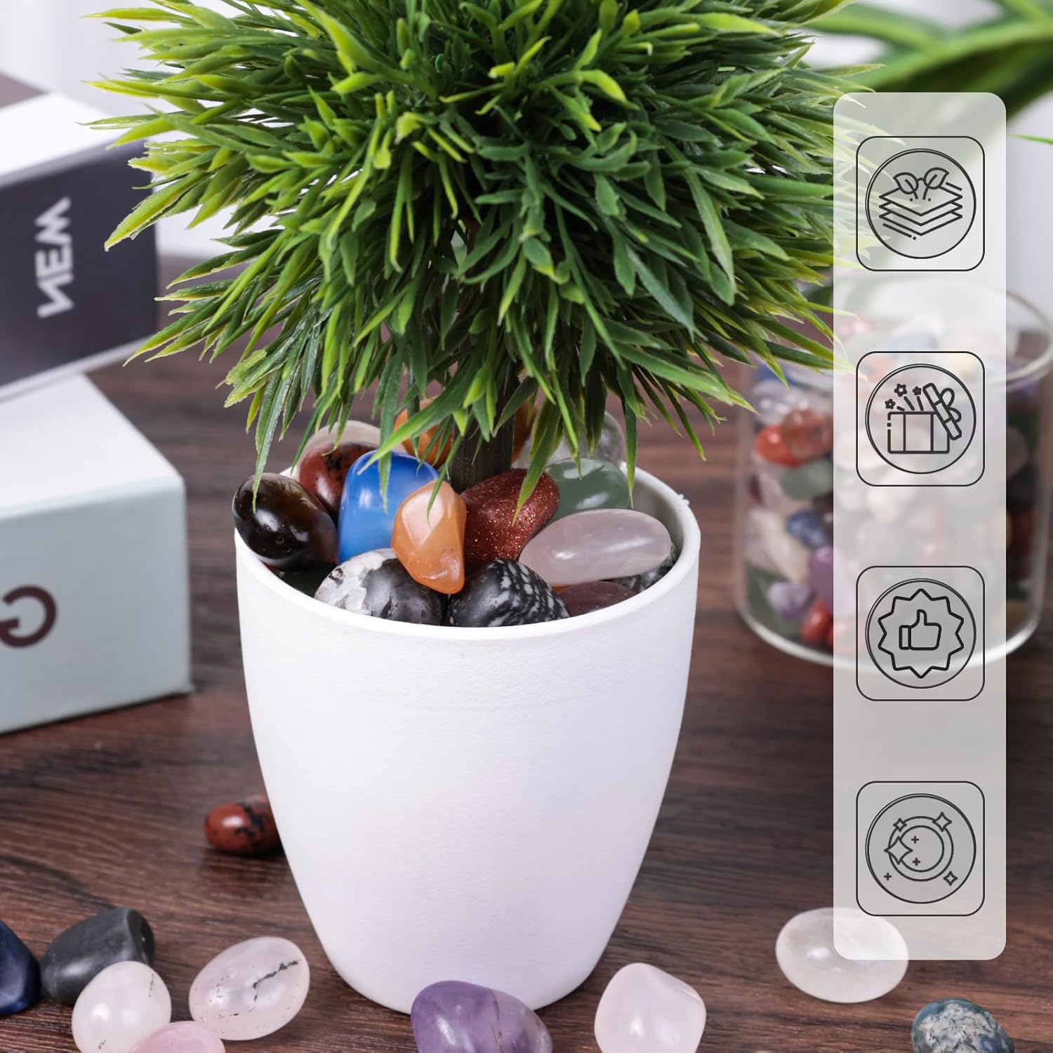 0.5LB Tumbled Stones Assorted, 0.4-0.8inch Natural Rocks Tumbled Gemstones Tumbled Chips Crystals for Healing Reiki Meditation Home Decoration Vases - Image 5