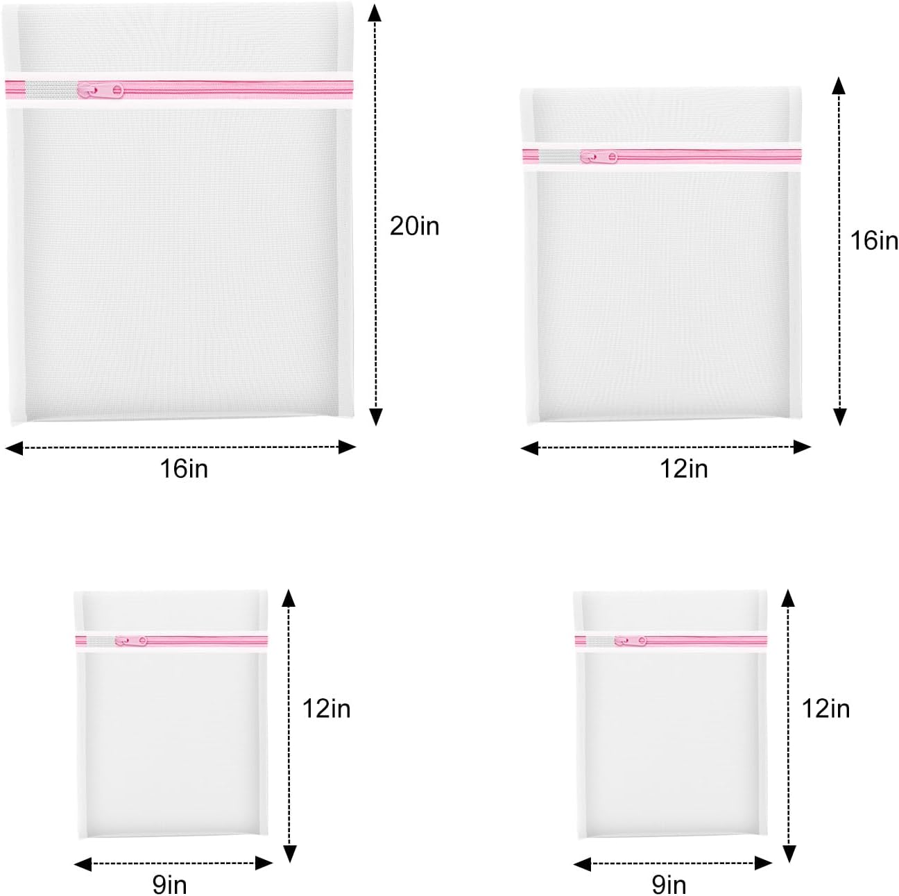 4Pcs Mesh Laundry Bags, Lingerie Bags for Washing Delicates,Mesh Wash Bags for Toy Storage & Cleaning, Travel Storage Organizer Bag, Dorm Room Essentials (1 Large, 1 Medium, 2 Small) (Fine Net) - Image 2