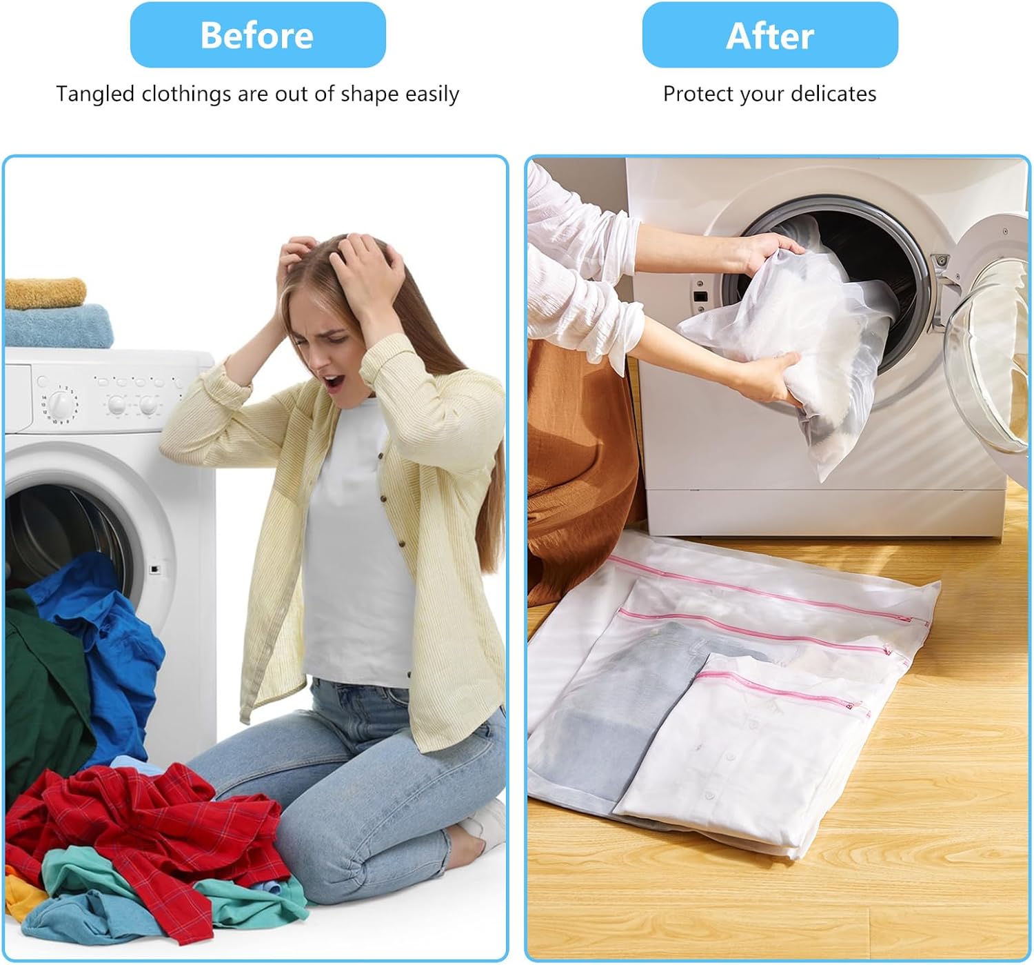 4Pcs Mesh Laundry Bags, Lingerie Bags for Washing Delicates,Mesh Wash Bags for Toy Storage & Cleaning, Travel Storage Organizer Bag, Dorm Room Essentials (1 Large, 1 Medium, 2 Small) (Fine Net) - Image 6