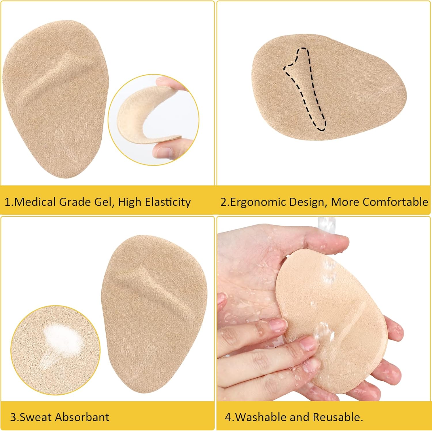 Heel Inserts for Women, 6 Pairs Heel Pads and 2 Pairs tarsal Pads Women, Ball of Foot Cushions for Women All Day Pain Relief, Heel Cushion Heel Grips Shoes Too Big Inserts - Image 2