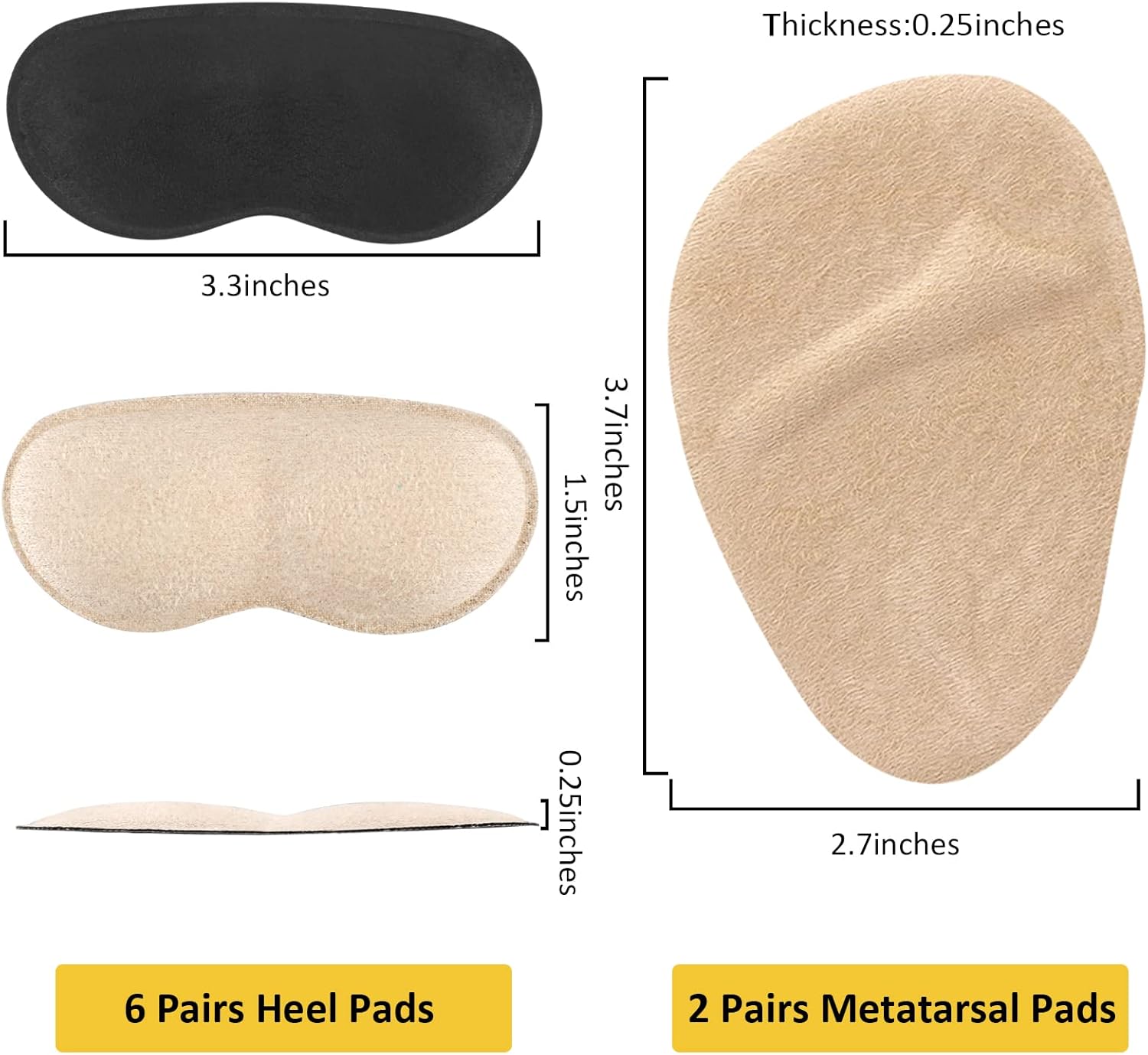 Heel Inserts for Women, 6 Pairs Heel Pads and 2 Pairs tarsal Pads Women, Ball of Foot Cushions for Women All Day Pain Relief, Heel Cushion Heel Grips Shoes Too Big Inserts - Image 6