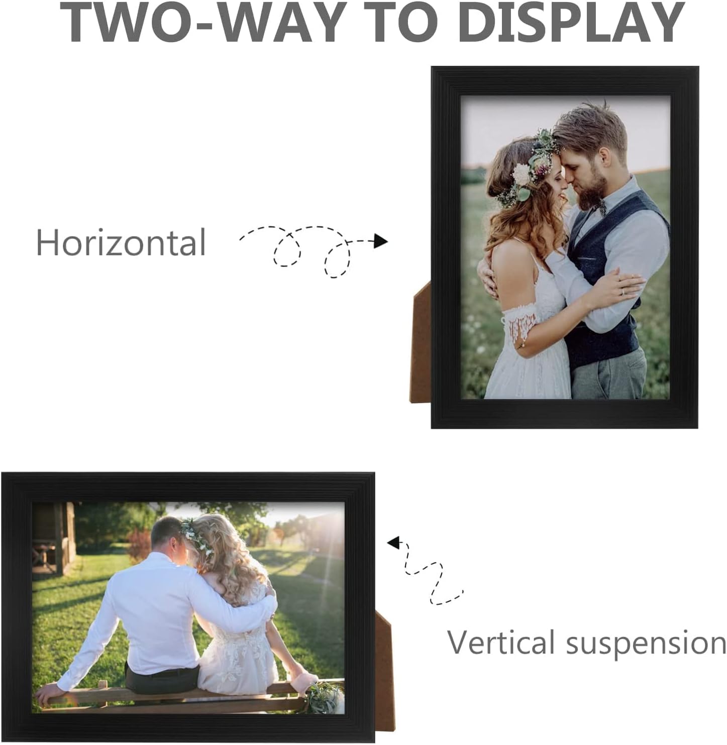 2 Pack 5x7 Picture Frame, Black Picture Frame for Wall and Tabletop Display, Resistant Plastic Photo with Clear Plexiglass for Vertical or Horizontal Display - Image 5