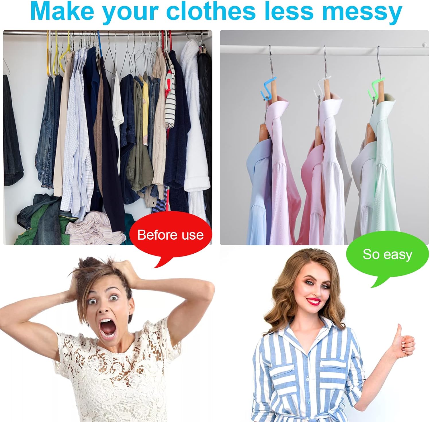 100 PCS Hanger Connector Hooks, Hangers Space Saving, Hanger Clips for Plastic Hangers(5 Color) - Image 4