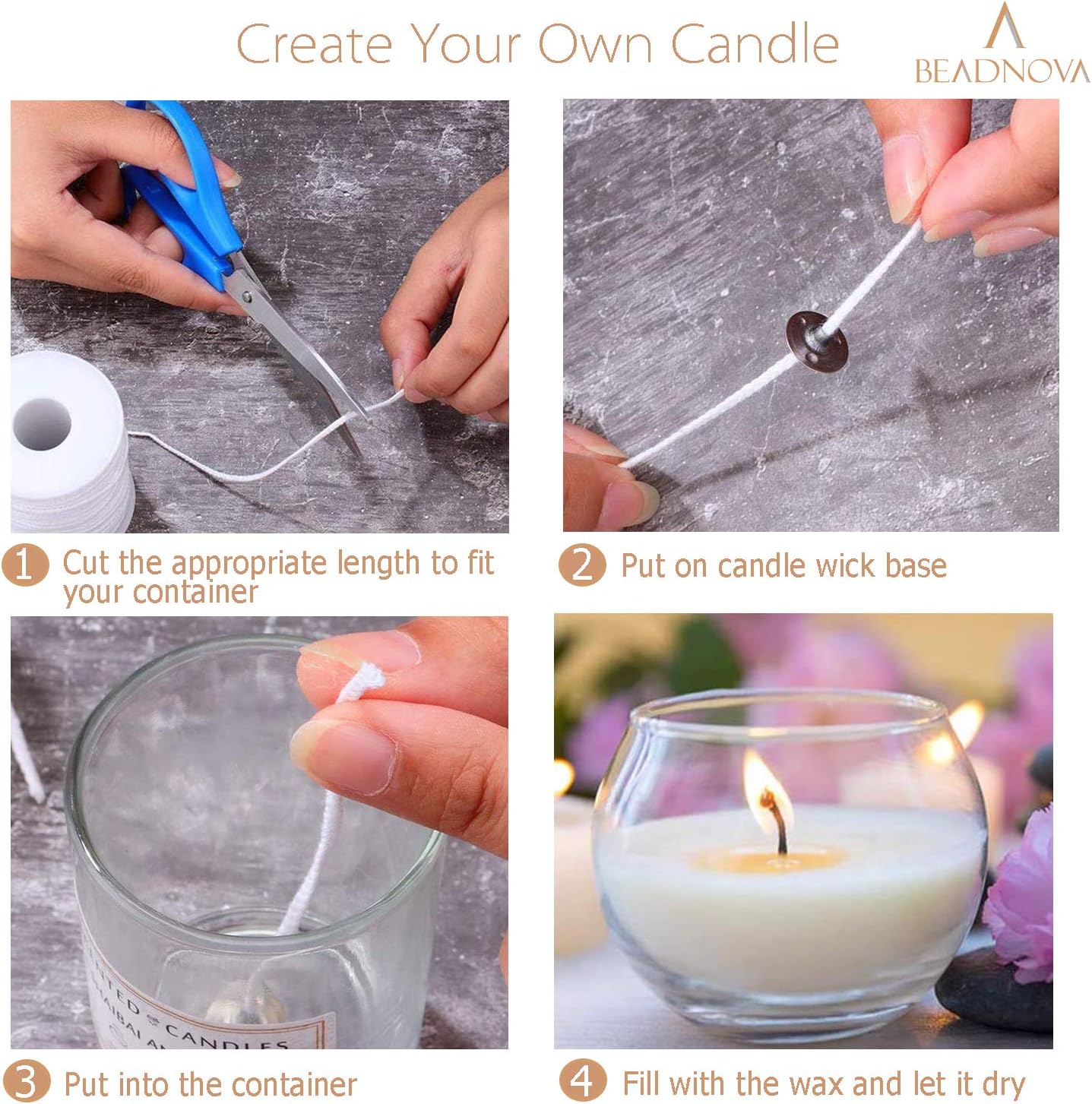 Candle Wick Base 100pcs Candle Wick Cilps Sustainer Tabs for DIY and Making (12.5mm/ 0.5inch) - Image 4