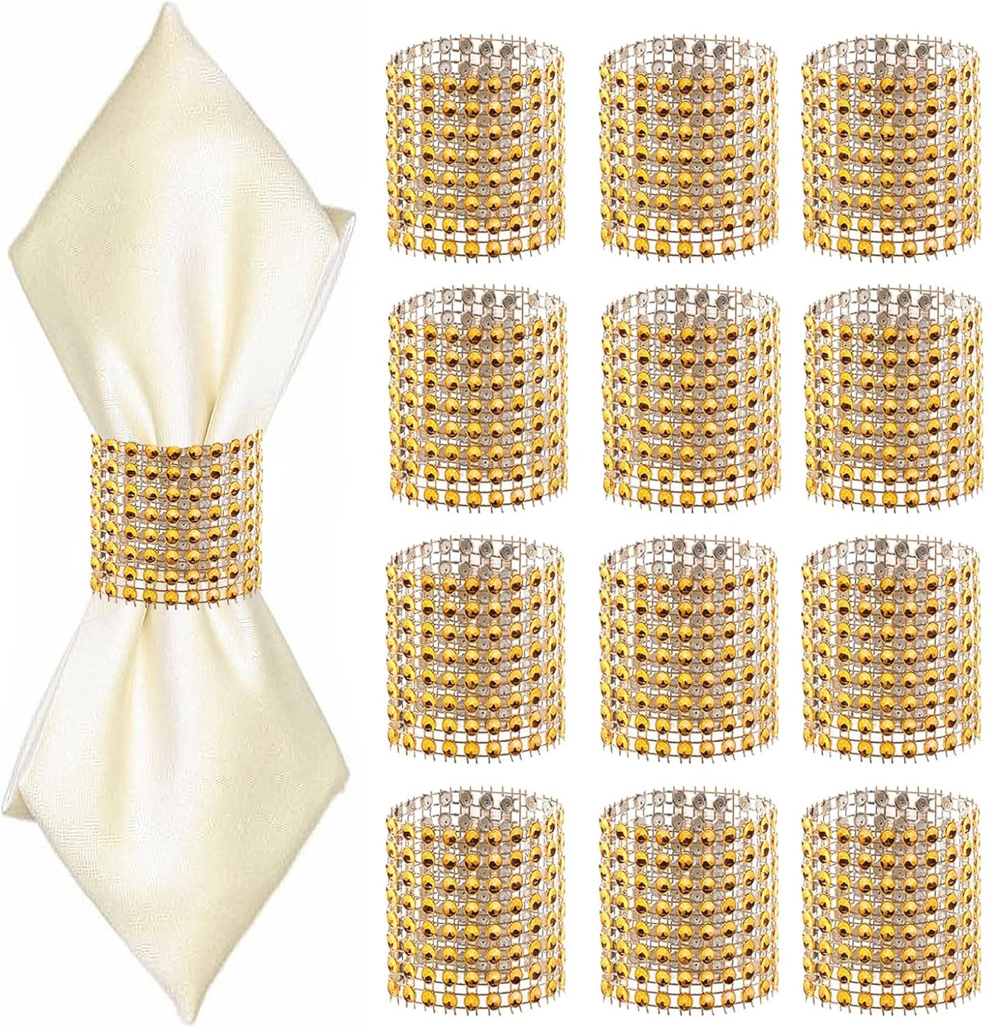 24Pack Napkin Rings, Gold Napkins Rings Plastic, Gold Napkin Holders for Anniversary, Birthday, Parties, Weddings and Dinners - Image 1