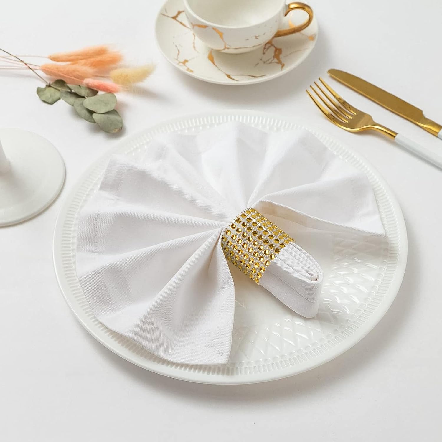 24Pack Napkin Rings, Gold Napkins Rings Plastic, Gold Napkin Holders for Anniversary, Birthday, Parties, Weddings and Dinners - Image 5
