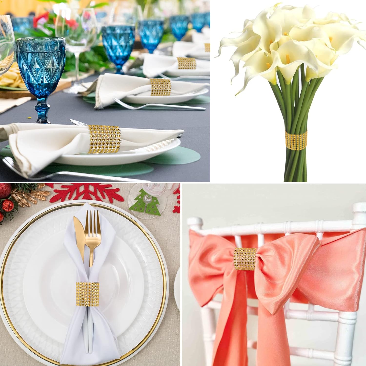 24Pack Napkin Rings, Gold Napkins Rings Plastic, Gold Napkin Holders for Anniversary, Birthday, Parties, Weddings and Dinners - Image 6