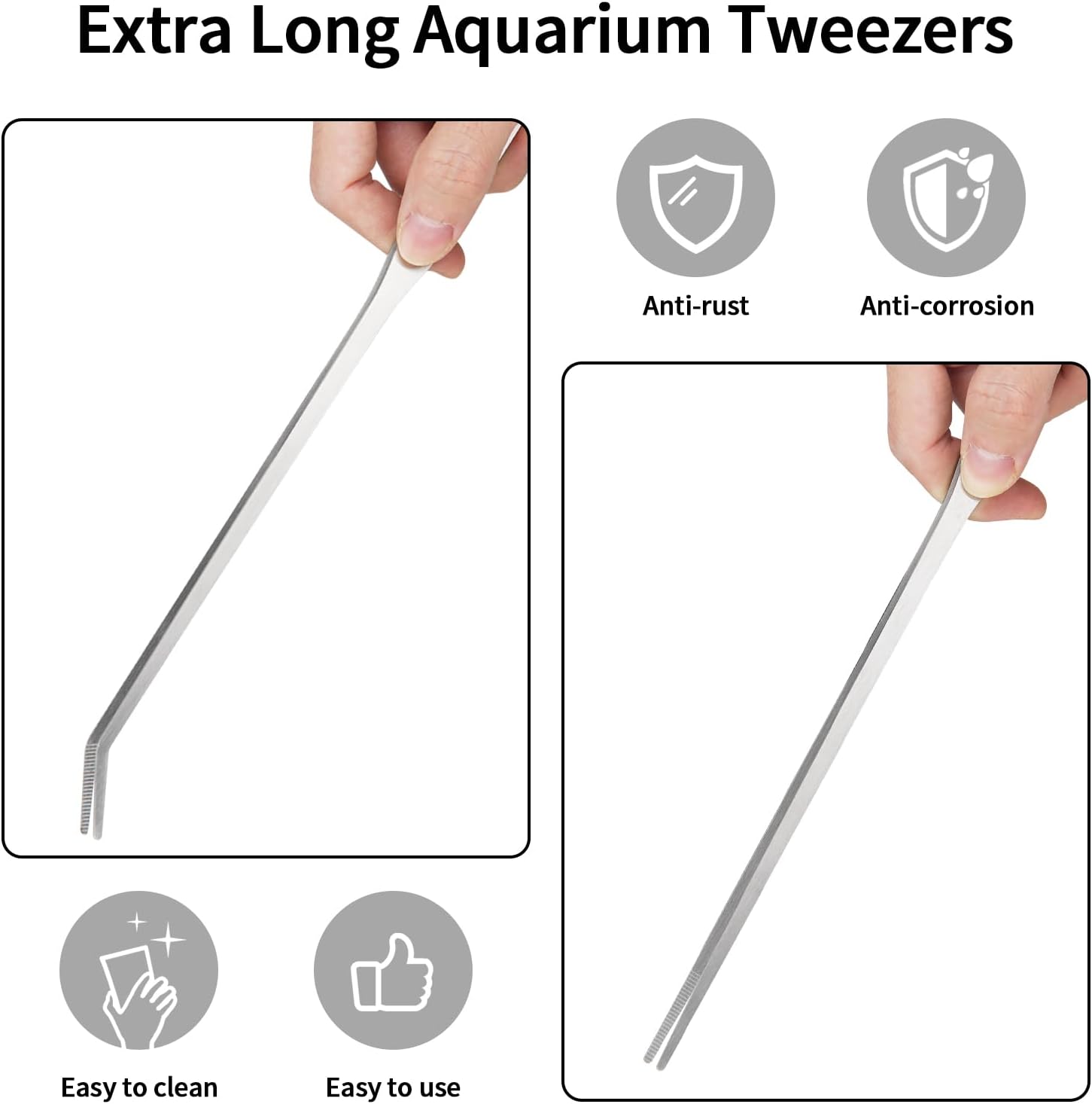 2PCS Long Aquarium Tweezers - 10.6