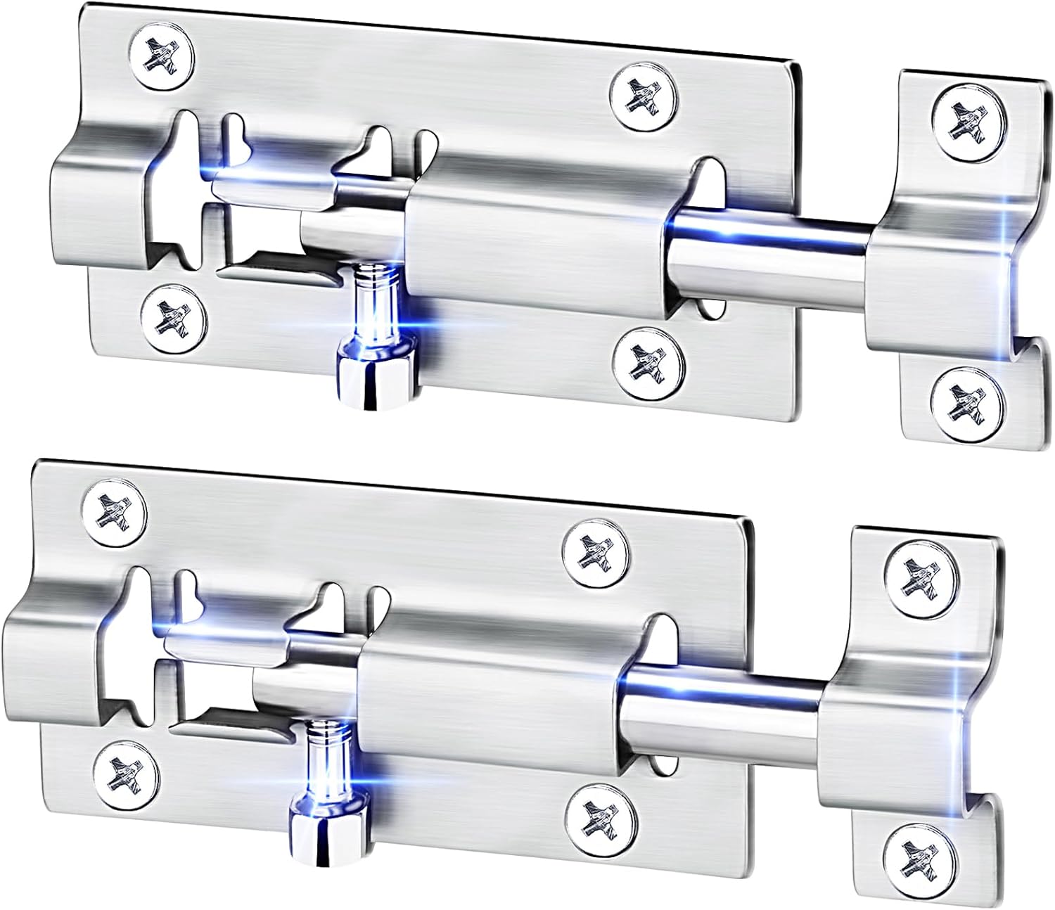 2 Pack Barrel Bolt Latch, 3 Inches Slide Latch Lock, Thickened Stainless Steel Sliding Locks for Door, Brushed Finish Sliding Bolt Lock Latches with 12PCS Screws - Image 1