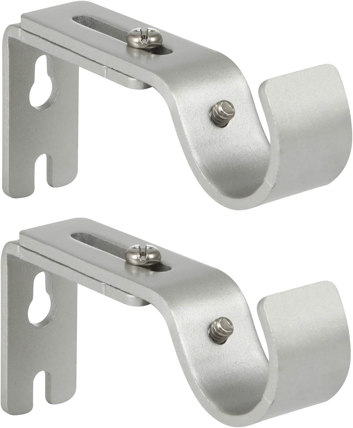 Heavy Duty Adjustable Curtain Rod Brackets Rod Holders for 1 Inch Rod, Silver Color, (Set of 2) - Image 1