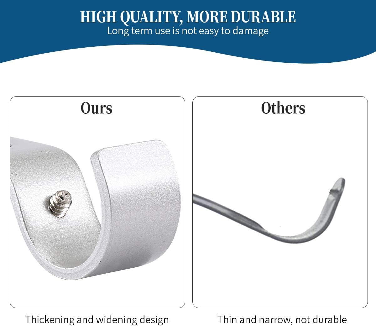 Heavy Duty Adjustable Curtain Rod Brackets Rod Holders for 1 Inch Rod, Silver Color, (Set of 2) - Image 7