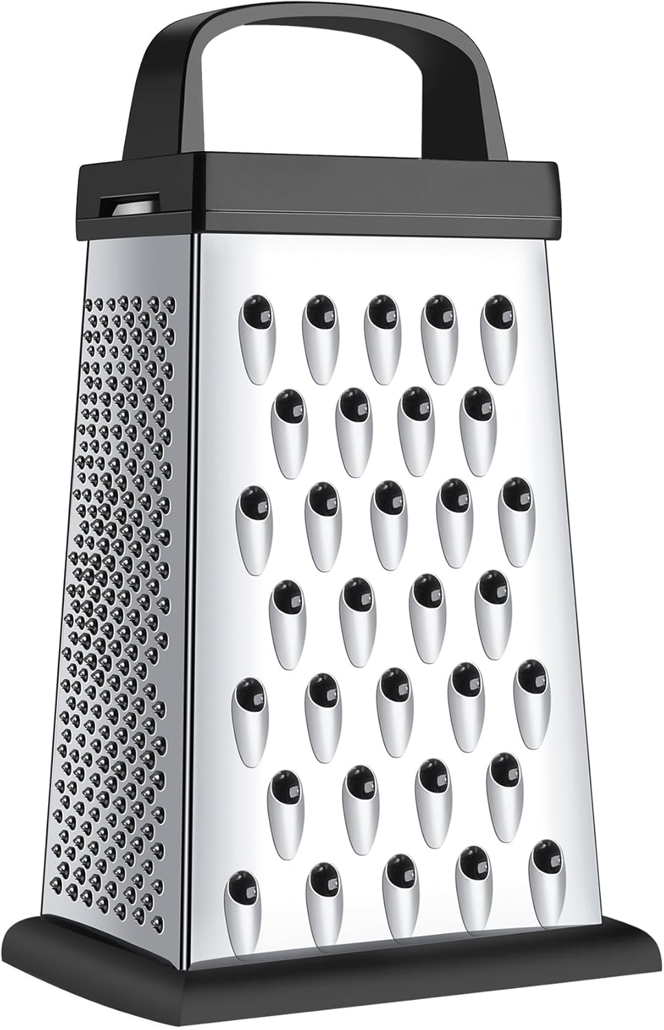 Cheese Grater, Mini Size 4-Sided Stainless Steel Grater, Food Shredder for Cheese, Parmesan, Vegetable, Dishwasher Safe, Black - Image 1