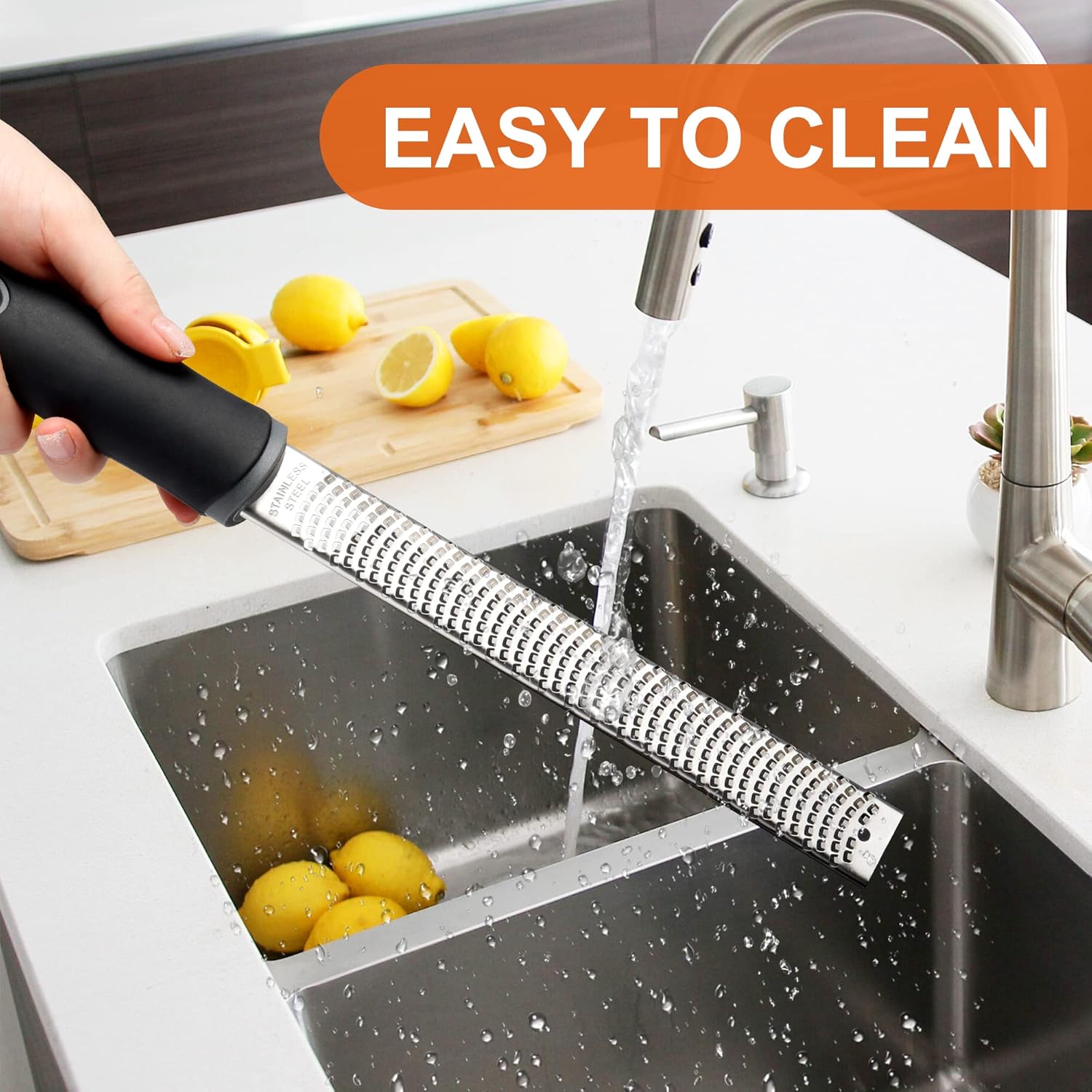 Stainless Steel Lemon Zester, Cheese Grater for Lime, Cheese, Dishwasher Safe - Image 4