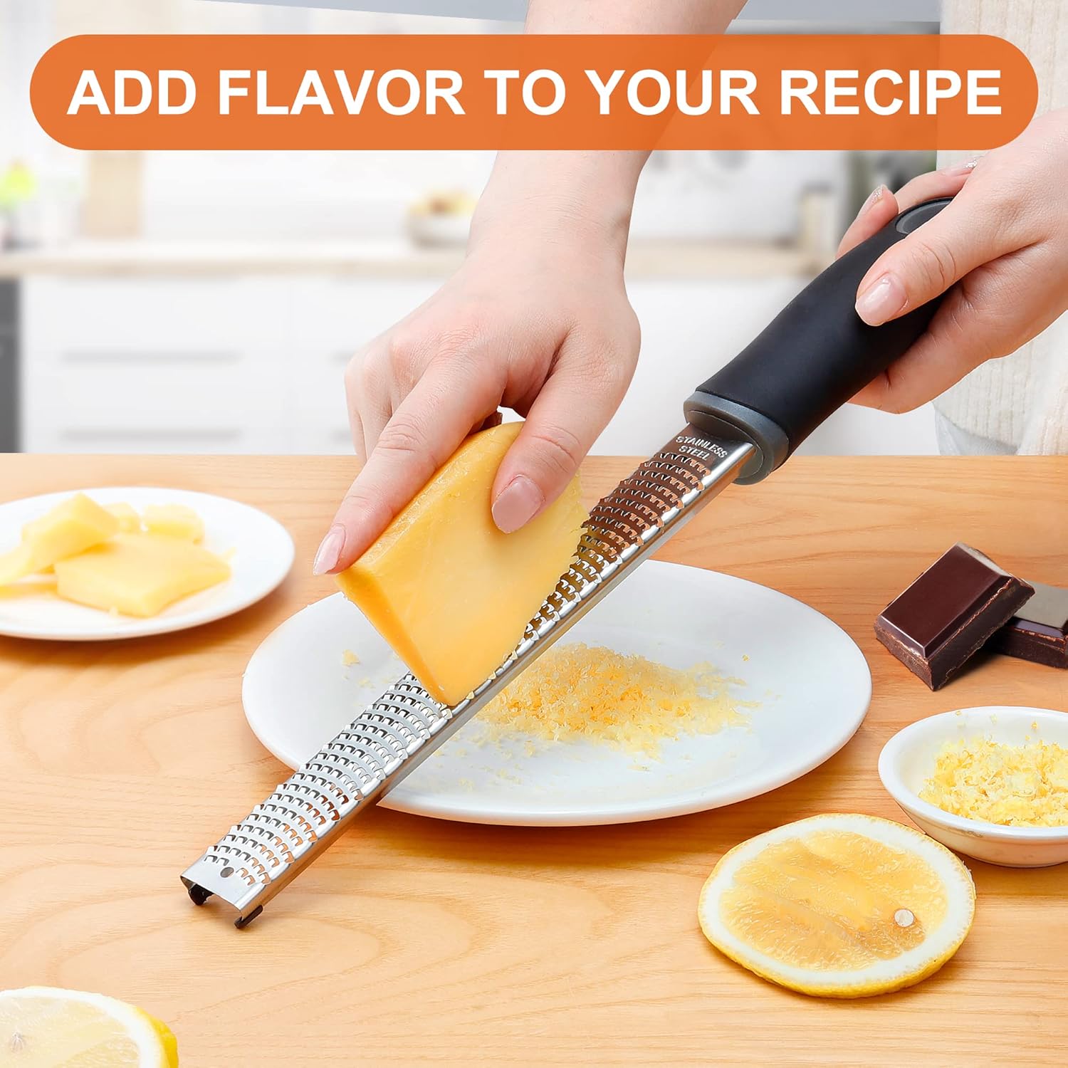 Stainless Steel Lemon Zester, Cheese Grater for Lime, Cheese, Dishwasher Safe - Image 5