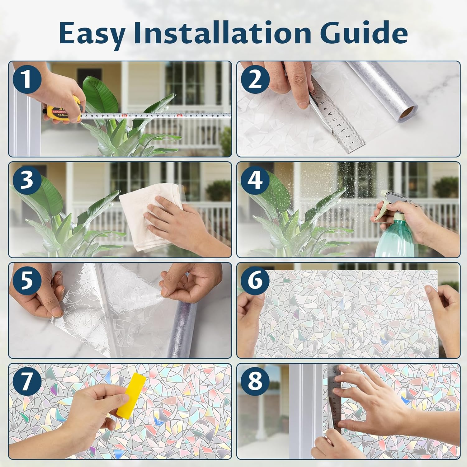 Rainbow Window Privacy Film Non-Adhesive Sun Blocking Reusable and Removable Glass Film Door Coverings for Bathroom, Home, Office, 17.5 x 78.7 Inch - Image 5