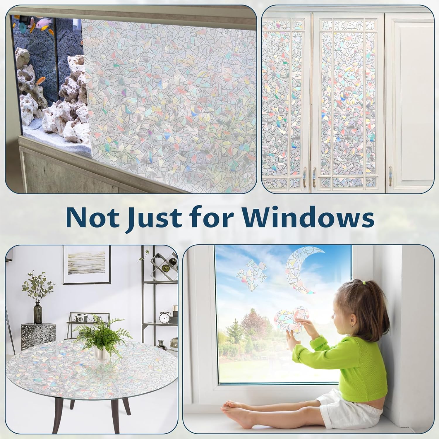 Rainbow Window Privacy Film Non-Adhesive Sun Blocking Reusable and Removable Glass Film Door Coverings for Bathroom, Home, Office, 17.5 x 78.7 Inch - Image 7