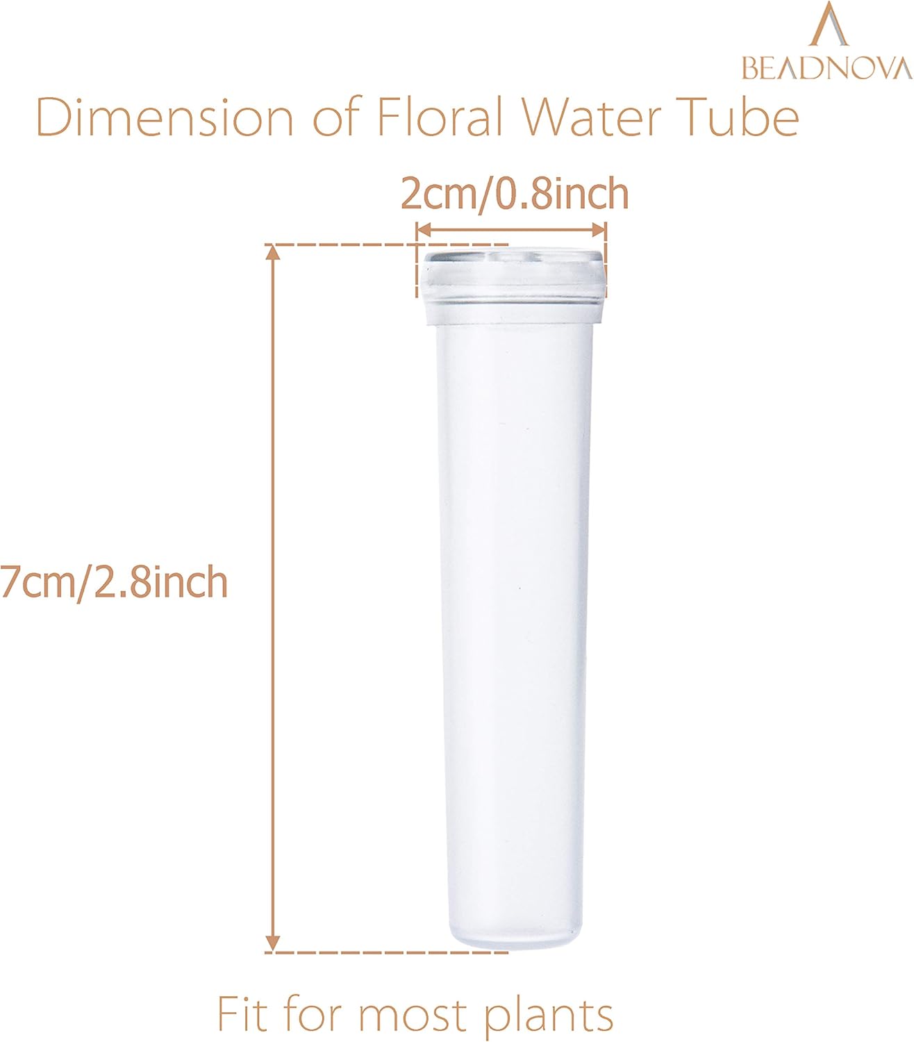Floral Water Tubes 2.8 Inch Plastic Water Tubes for Floral Flower Vials with Caps for Flower Arrangement Decoration (Clear, 20 Pcs) - Image 2