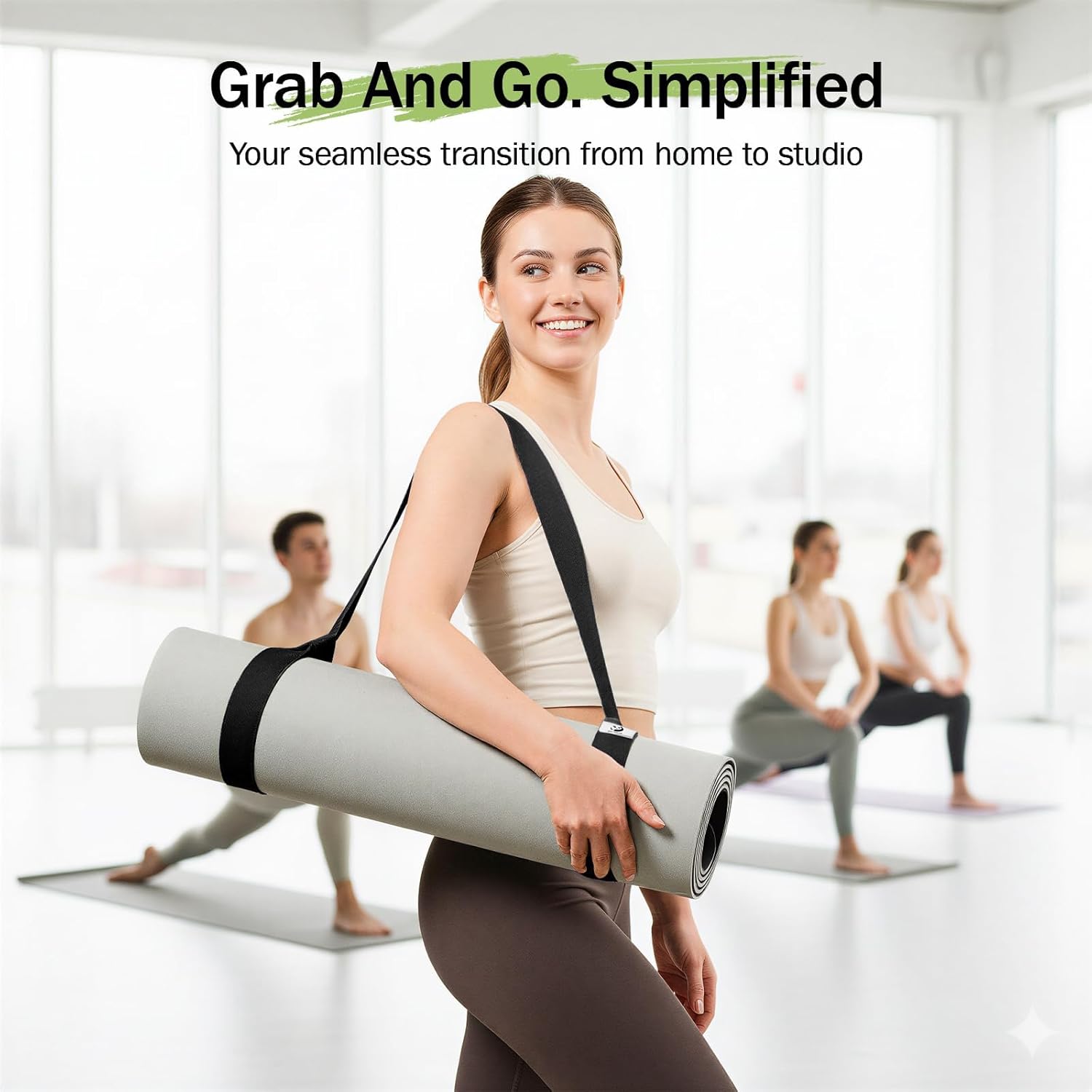 Yoga Mat Straps for Carrying, Adjustable Yoga Mat Carrier Sling Fits All Mats(Mat Not Included) - Image 2