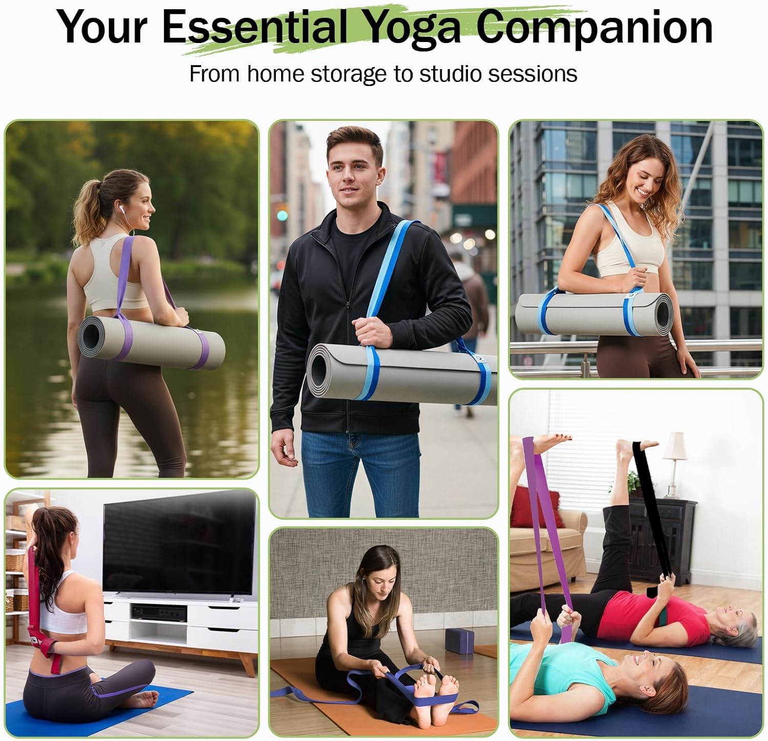 Yoga Mat Straps for Carrying, Adjustable Yoga Mat Carrier Sling Fits All Mats(Mat Not Included) - Image 8