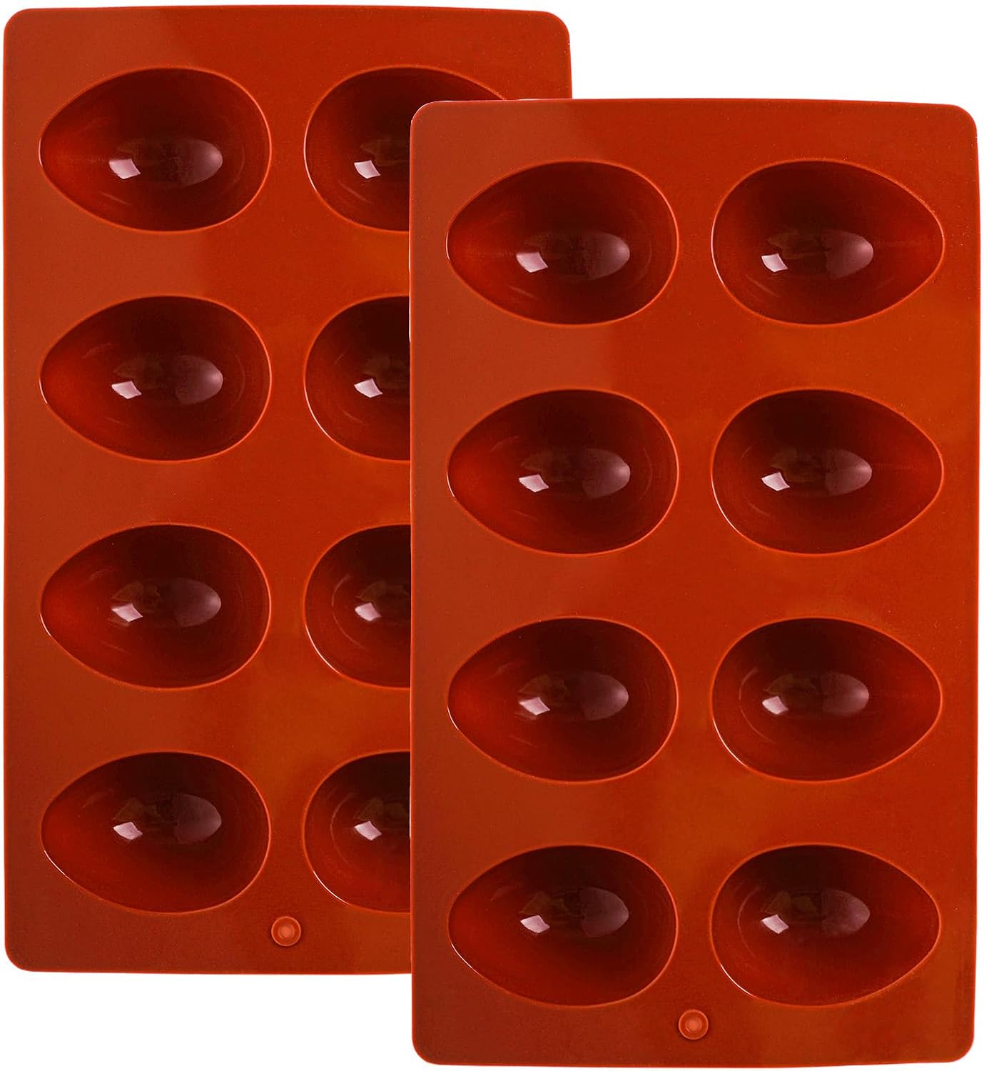 8 Cavity Silicone Egg Molds Set of 2 for Easter Silicone Egg Pan Baking Supplies for Cake Decorating Chocolate Candy - Image 1
