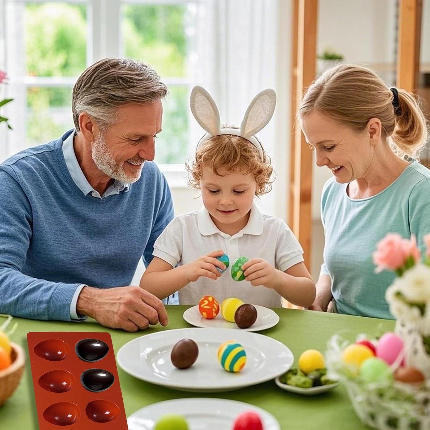 8 Cavity Silicone Egg Molds Set of 2 for Easter Silicone Egg Pan Baking Supplies for Cake Decorating Chocolate Candy - Image 5